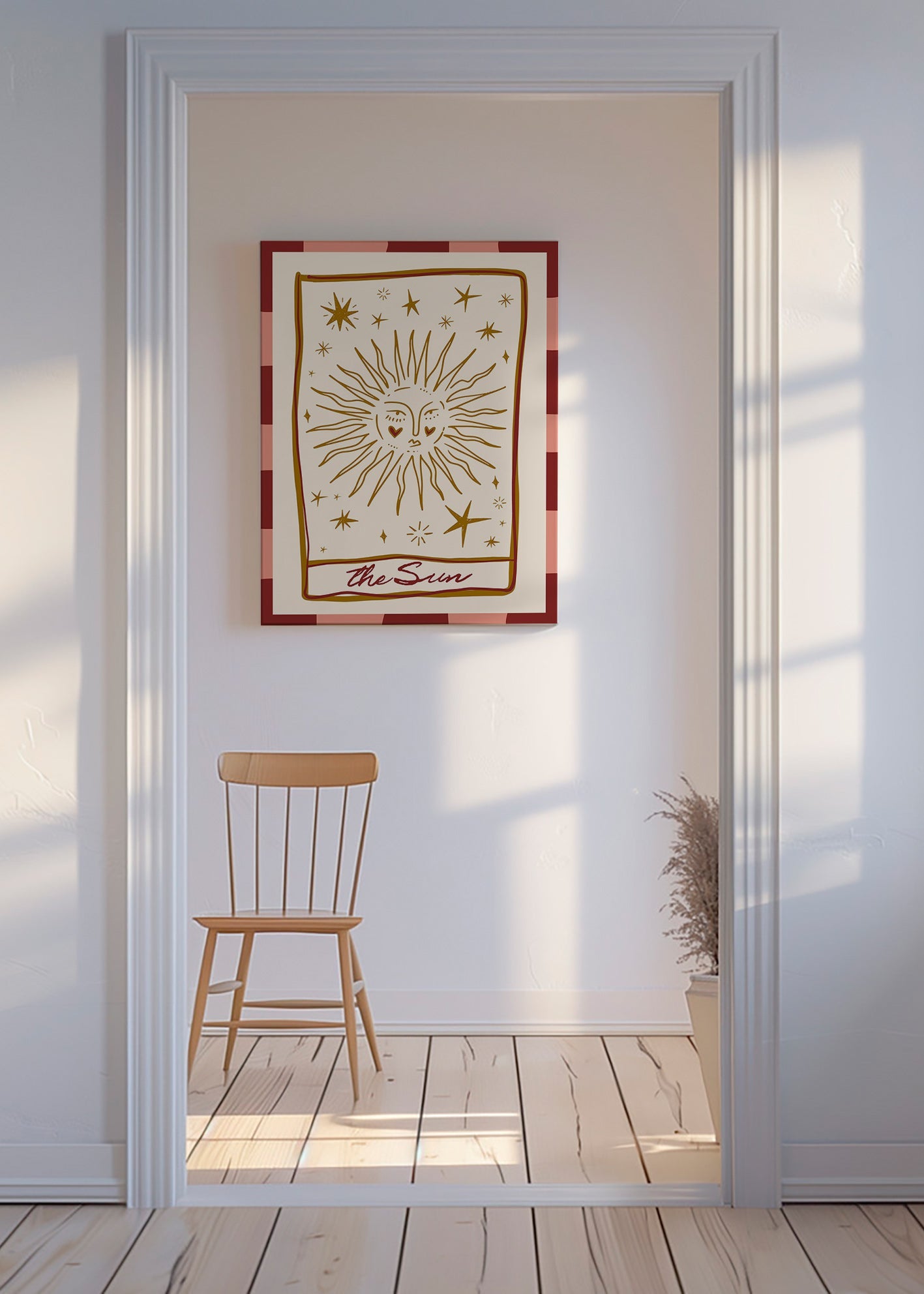 Zonillustratie in vintage kaartstijl