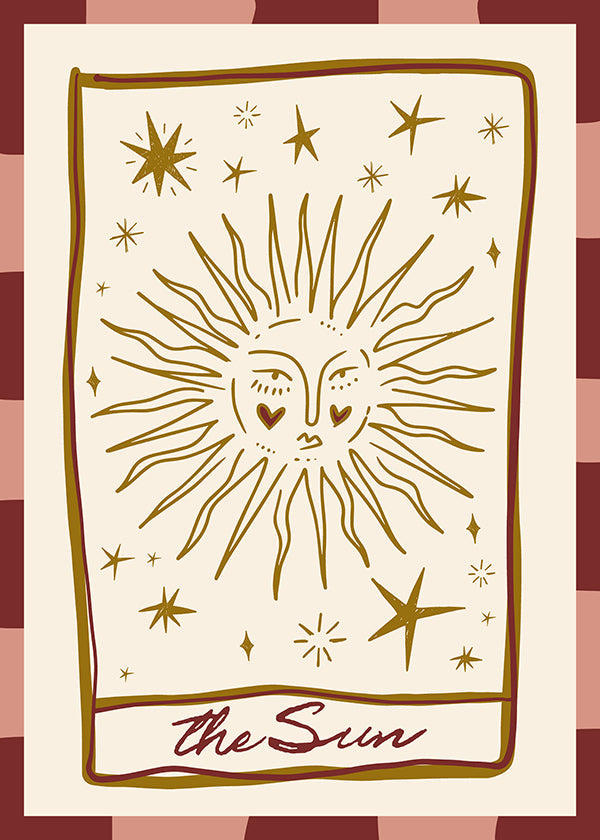 Zonillustratie in vintage kaartstijl