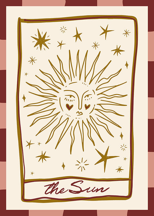 Zonillustratie in vintage kaartstijl