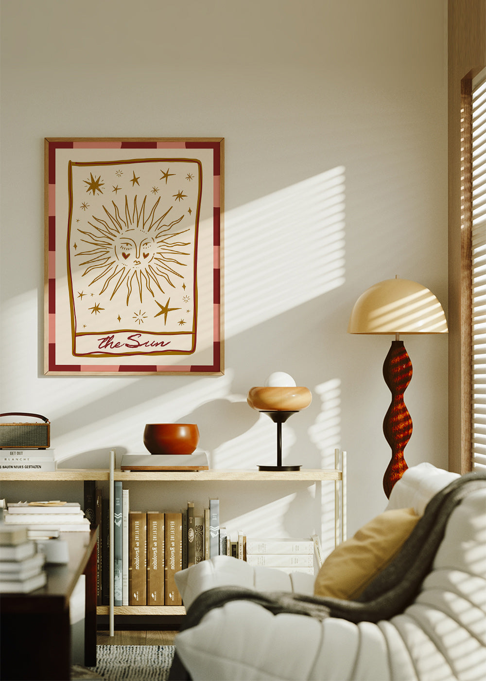 Zonillustratie in vintage kaartstijl