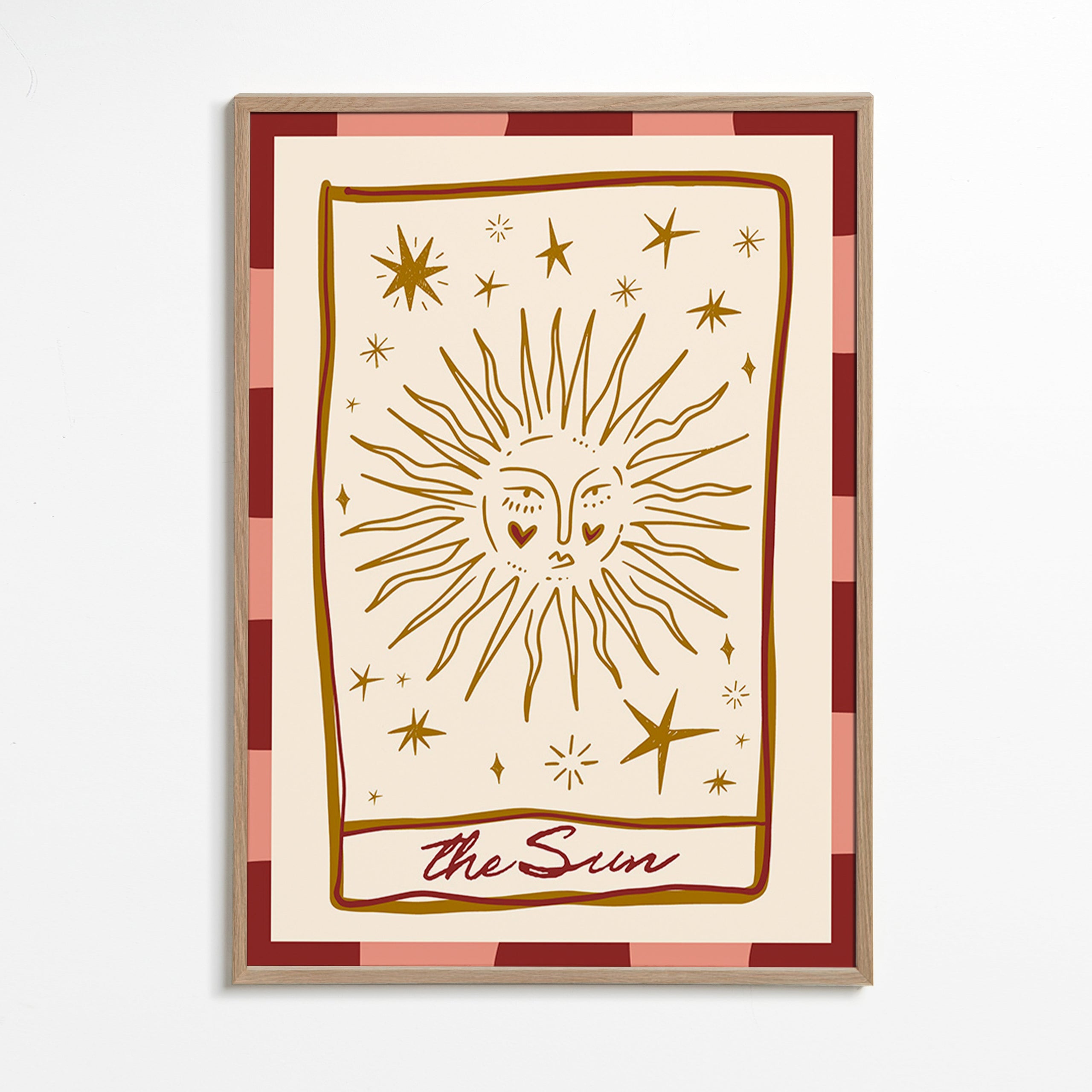 Zonillustratie in vintage kaartstijl