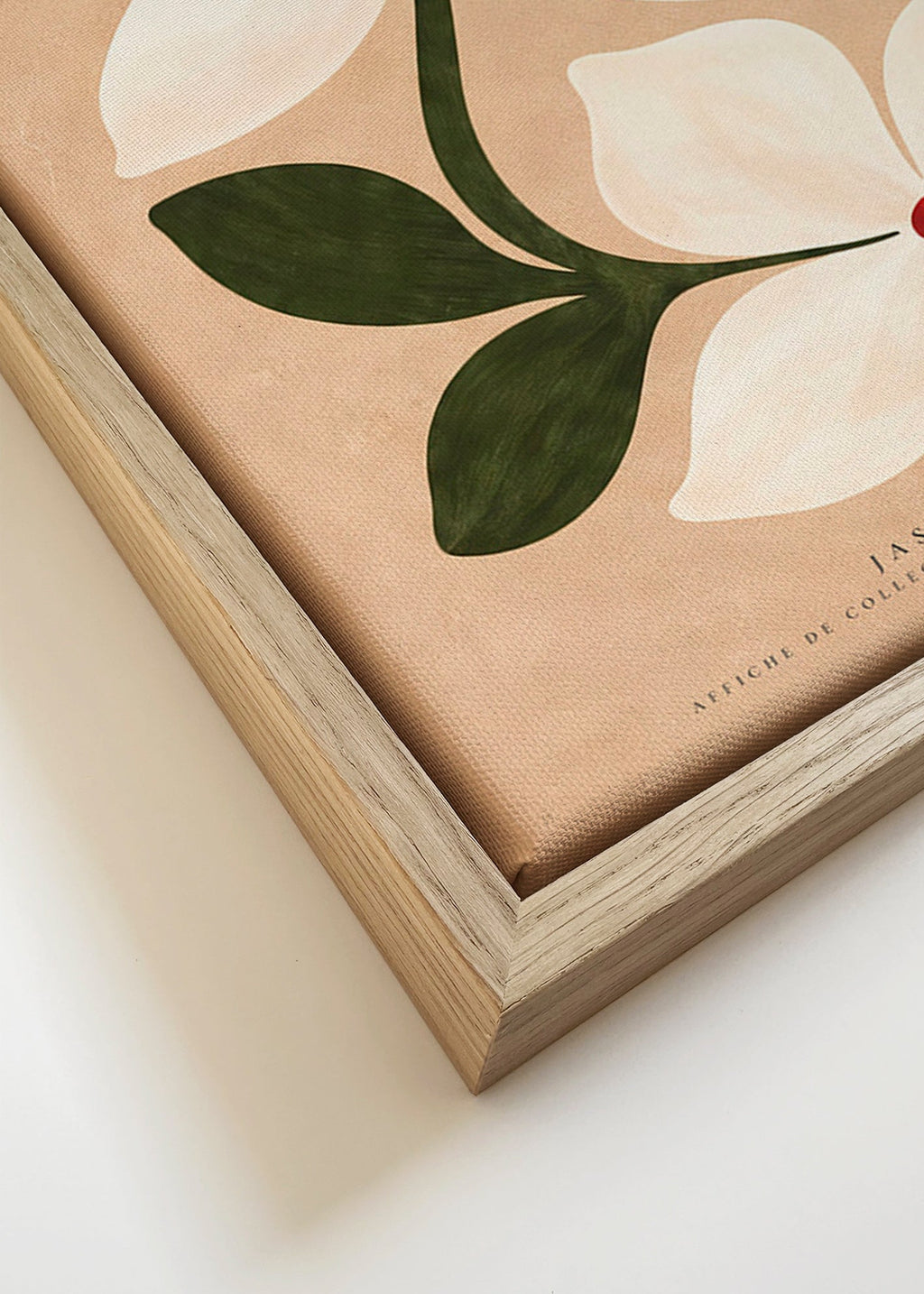 Botanische print jasmijn op beige achtergrond