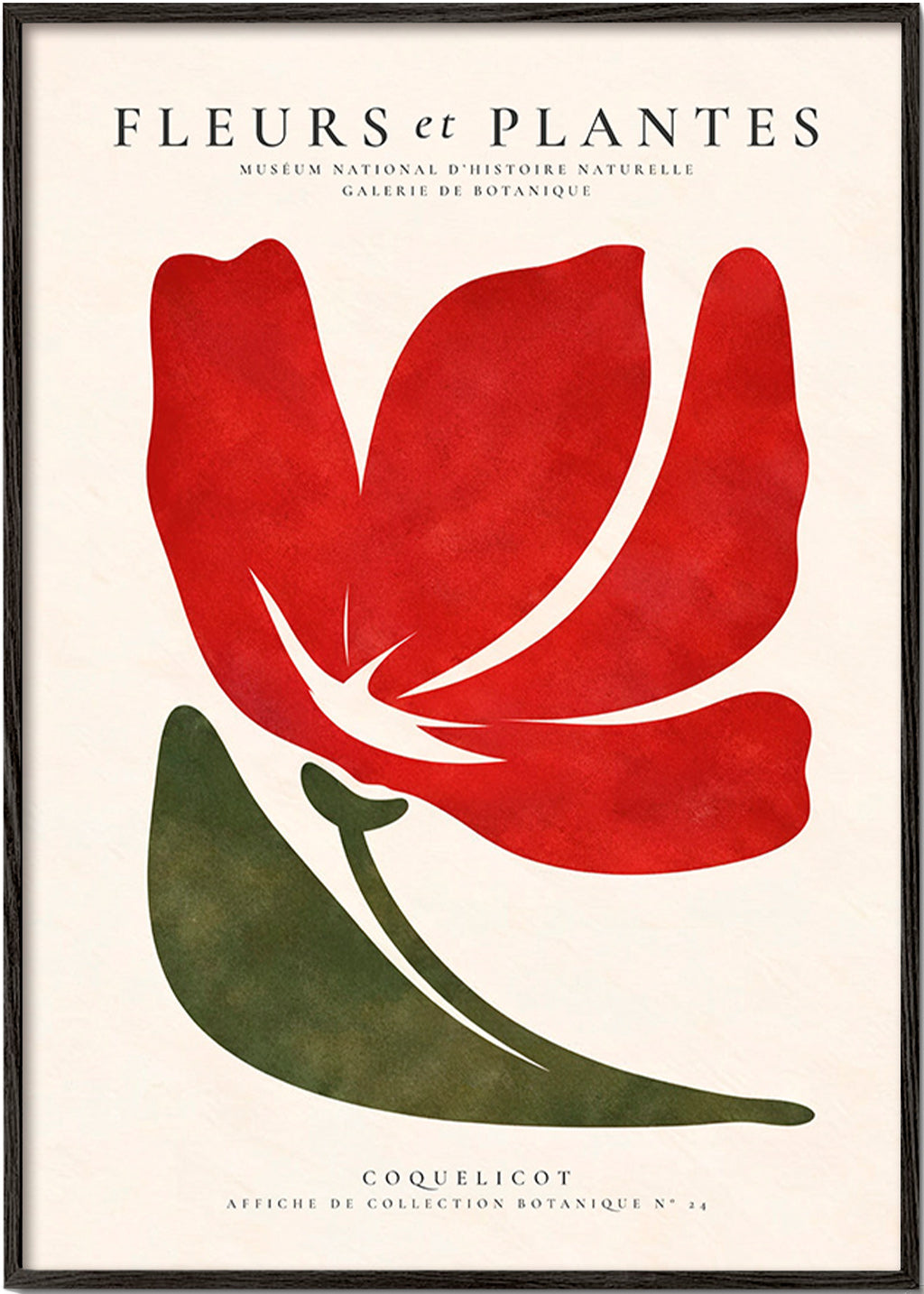 Botanische print met gestileerde rode klaproos