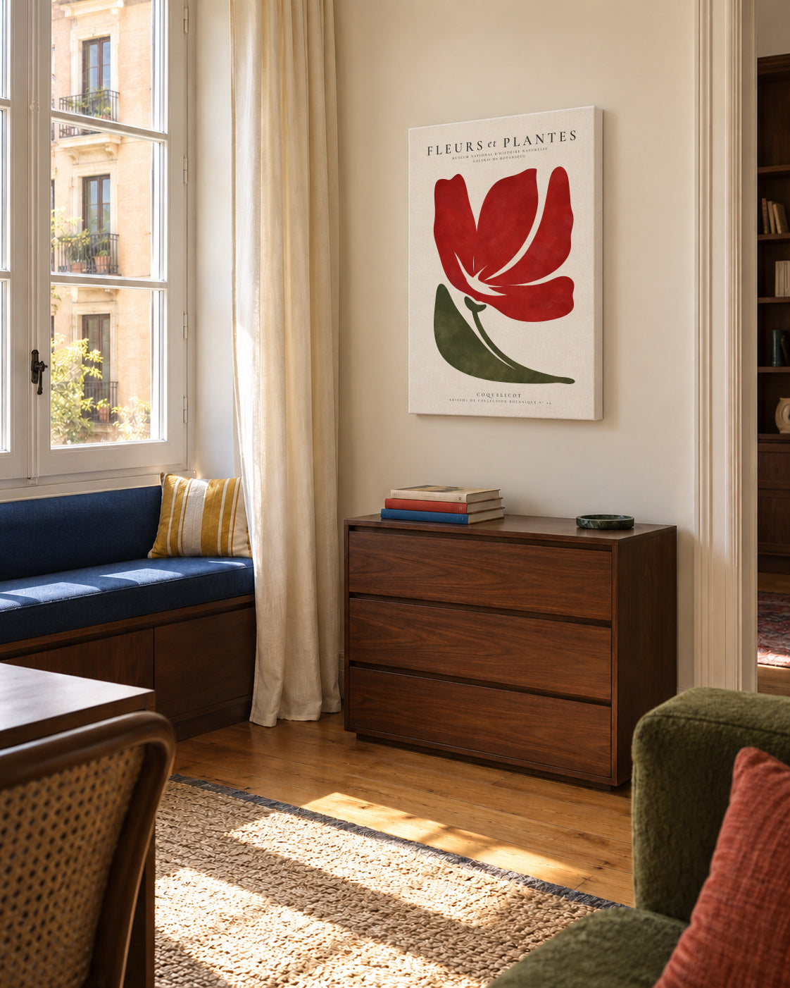 Red Poppy - Unframed canvas in an interior