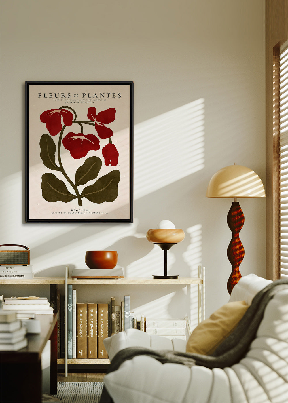 Botanische print: Rode begonia illustratie