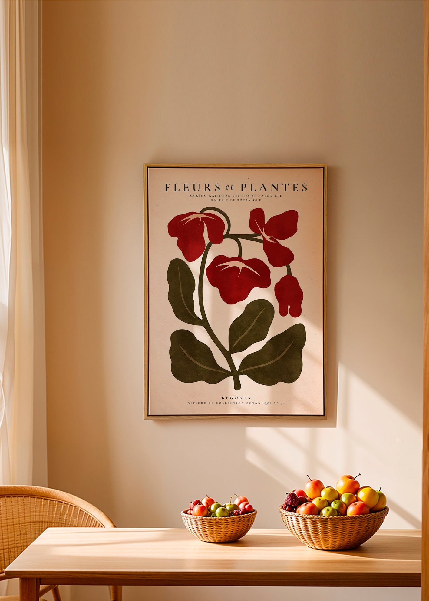 Botanische print: Rode begonia illustratie