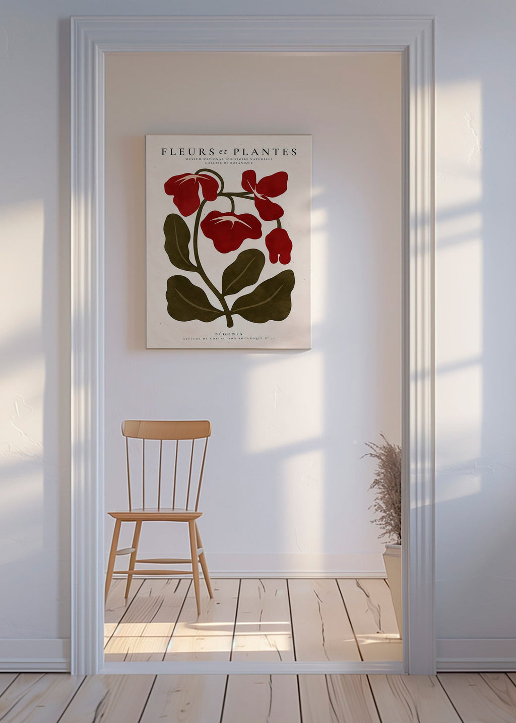 Botanische print: Rode begonia illustratie