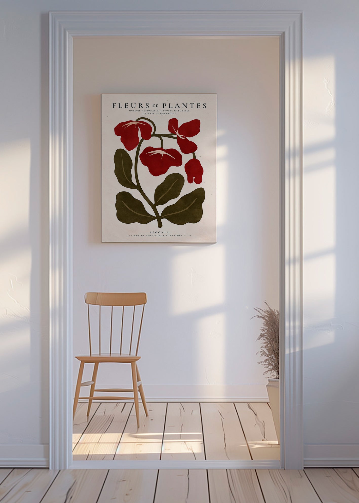 Botanische print: Rode begonia illustratie