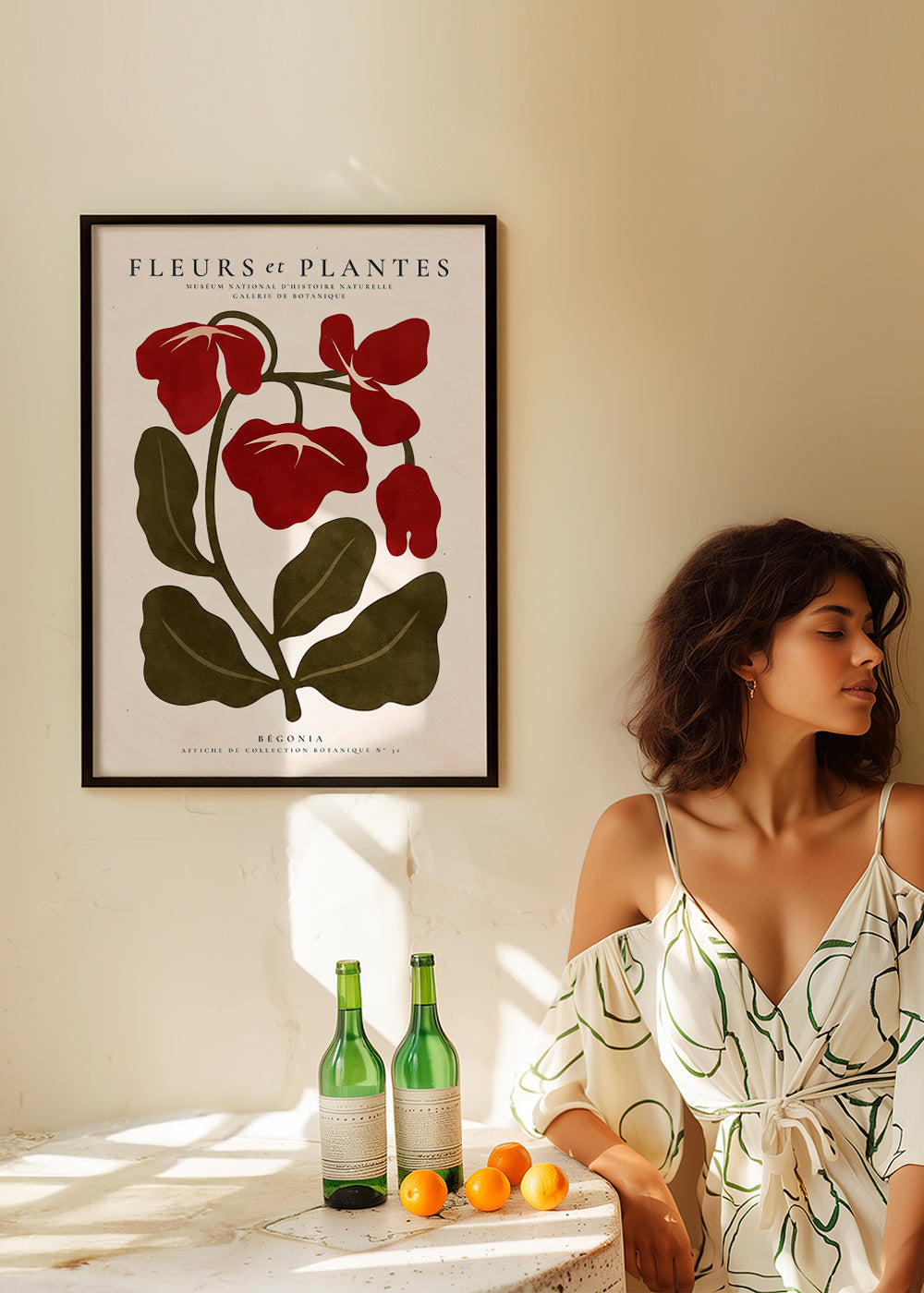 Botanische print: Rode begonia illustratie