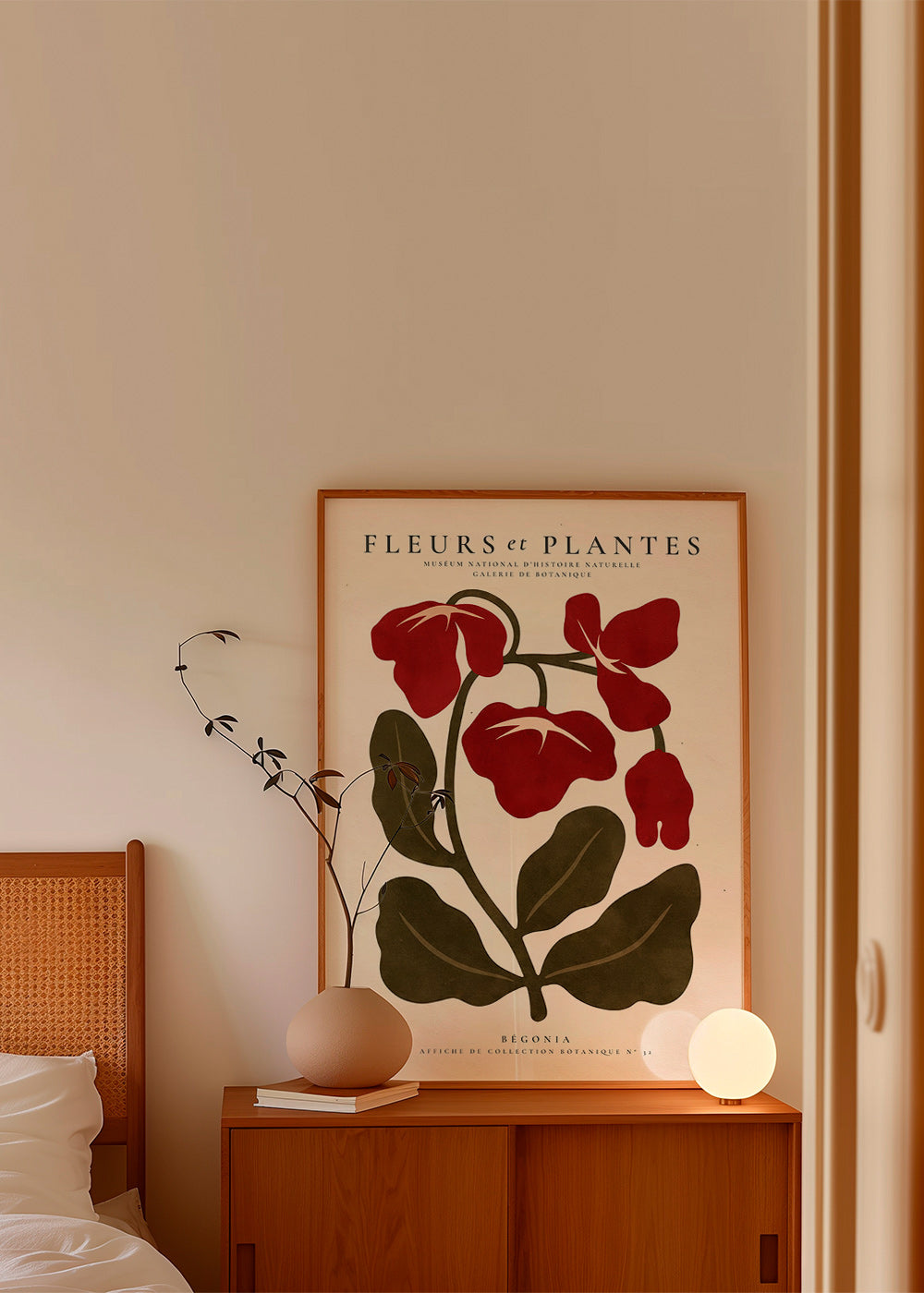 Botanische print: Rode begonia illustratie