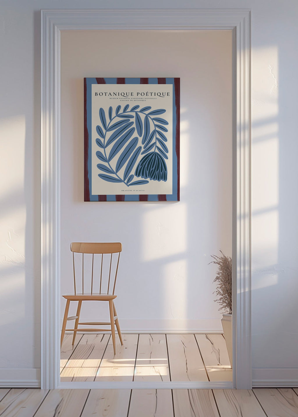 Botanische poster: gestileerde blauwe acacia