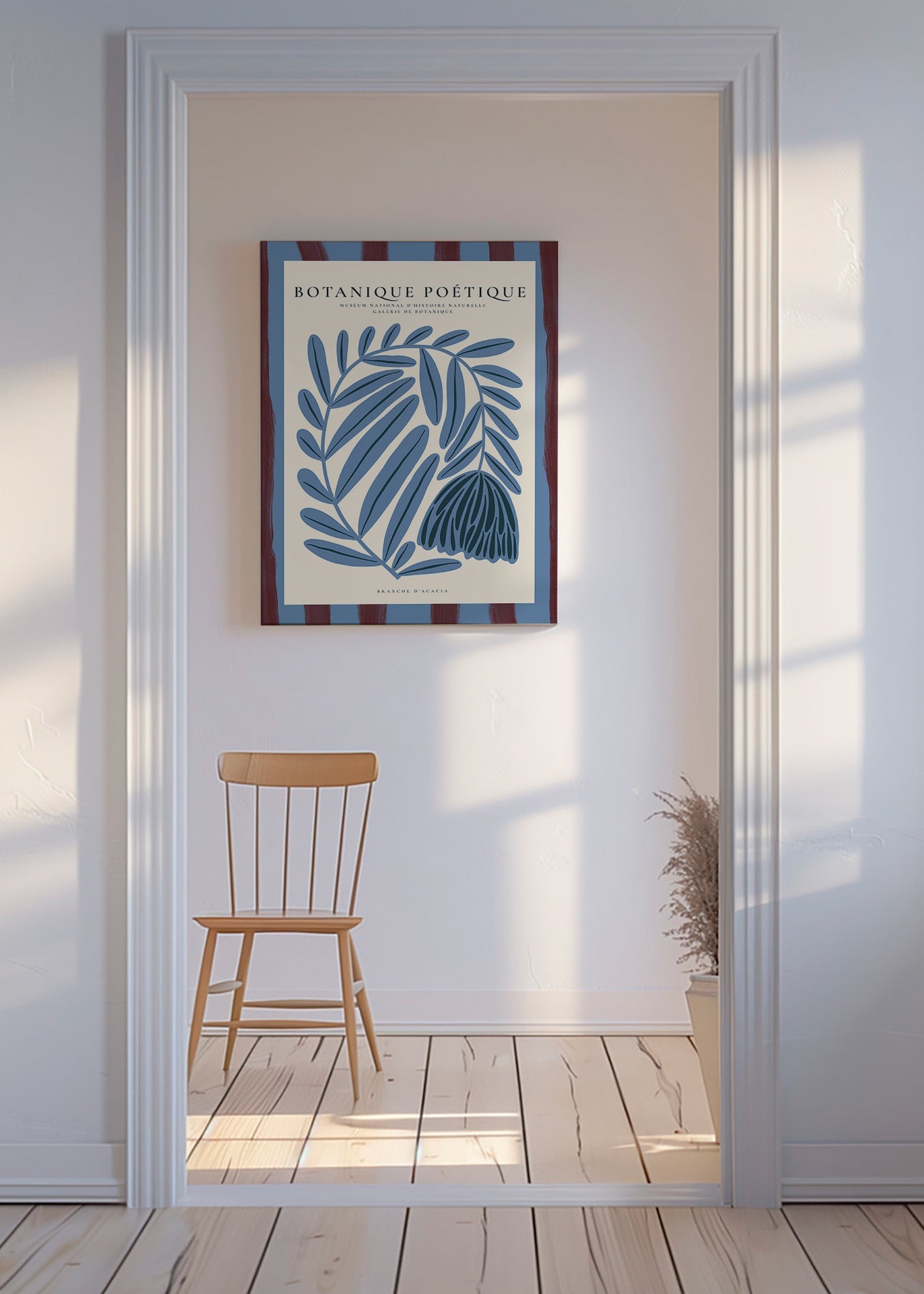 Botanische poster: gestileerde blauwe acacia