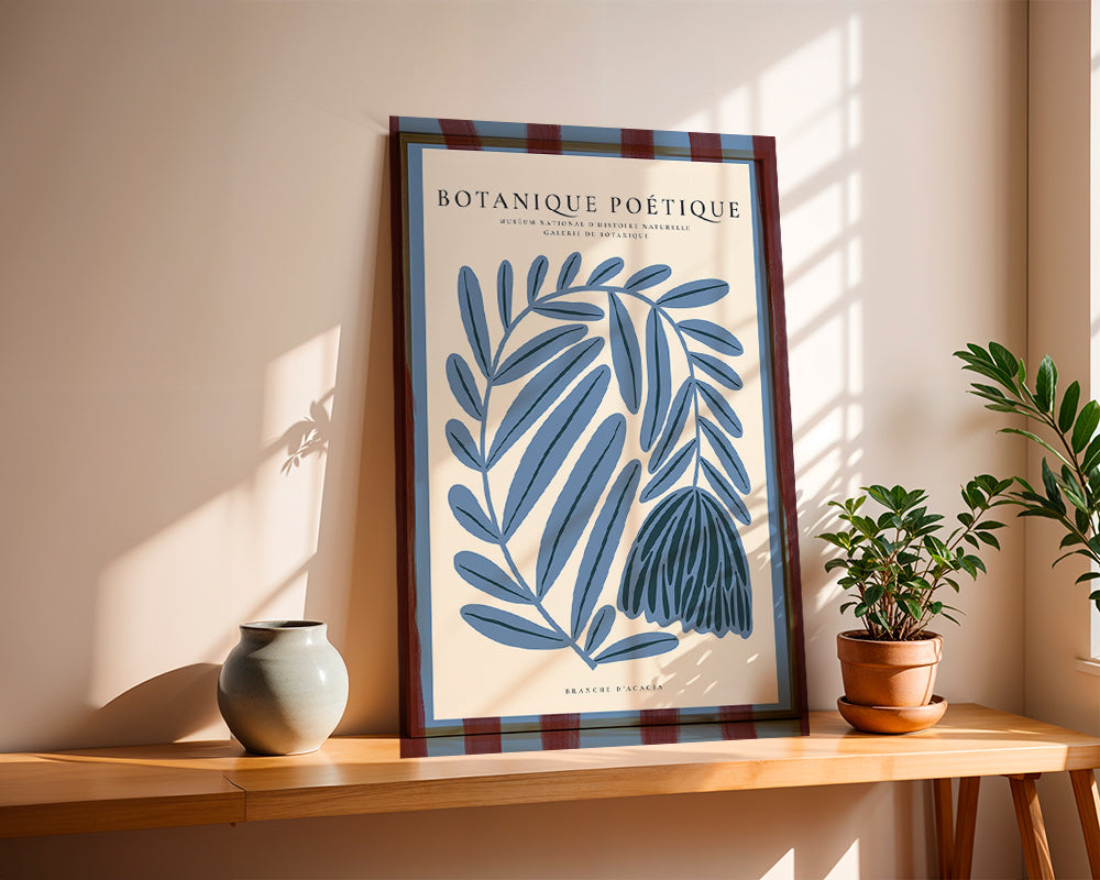 Botanische poster: gestileerde blauwe acacia