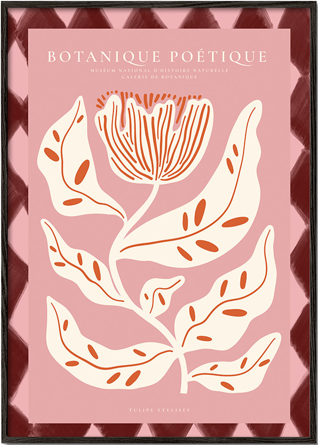 Botanische poster met gestileerde roze bloem