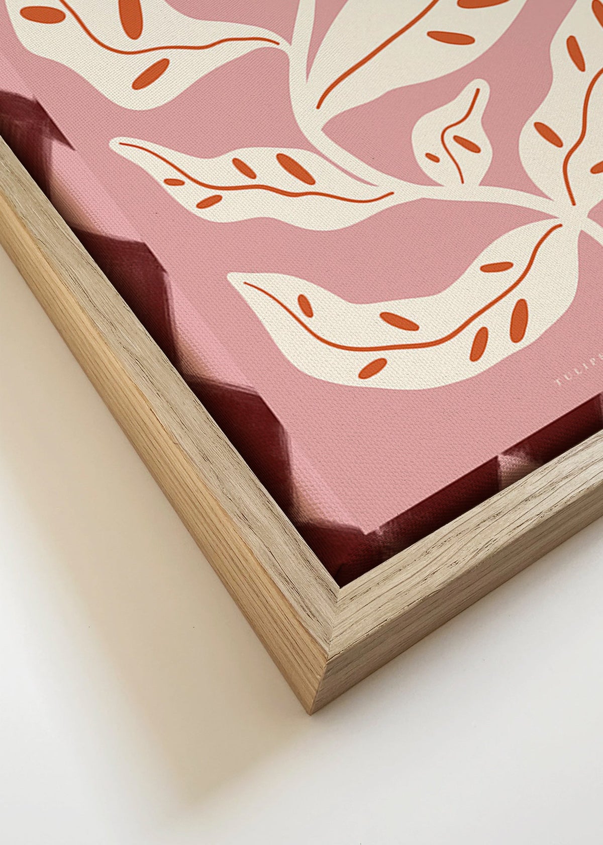 Botanische poster met gestileerde roze bloem