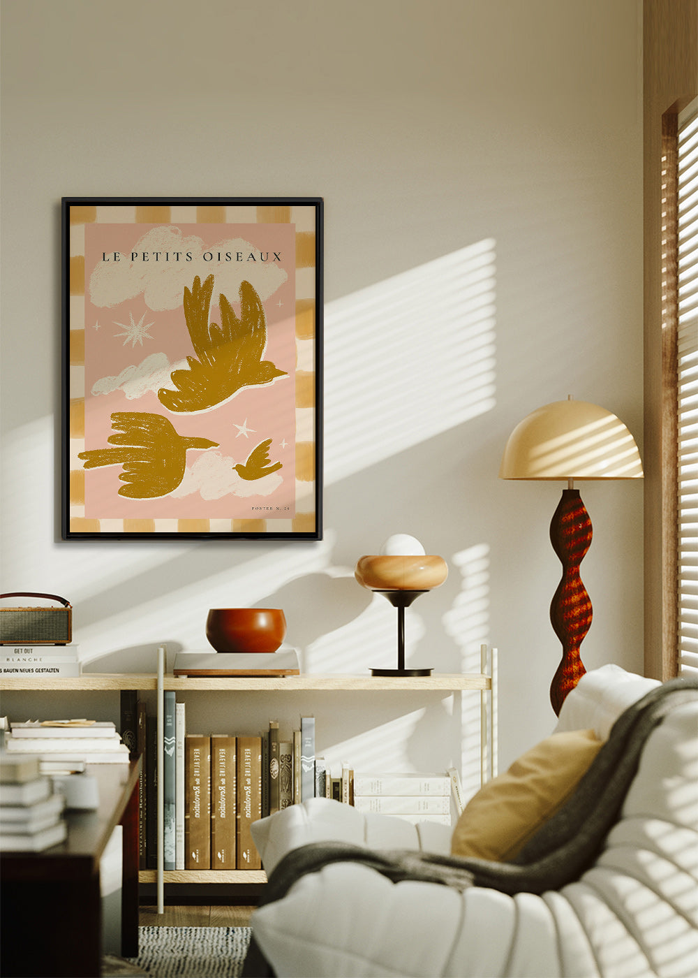 Gouden vogels illustratie op roze