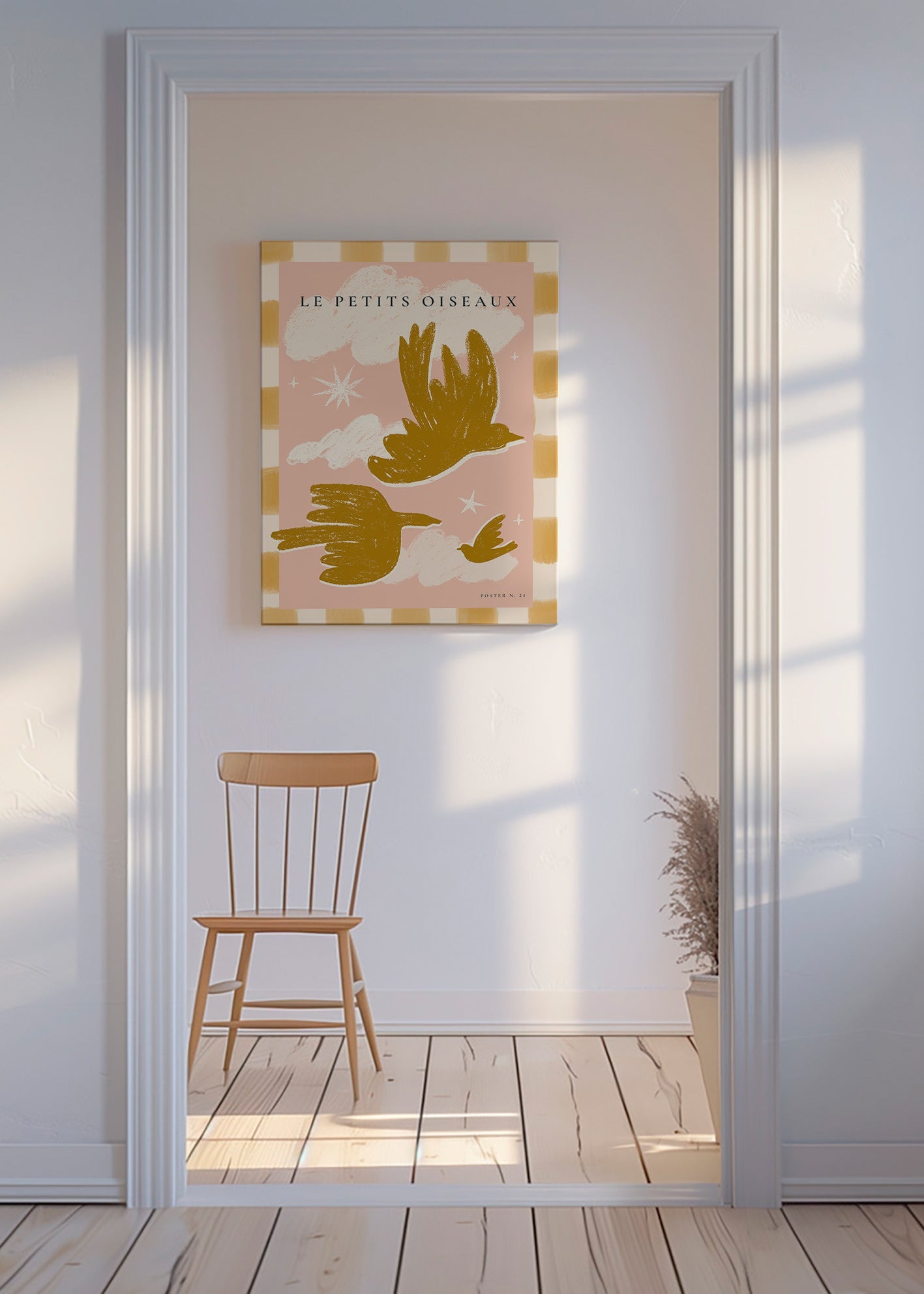 Gouden vogels illustratie op roze