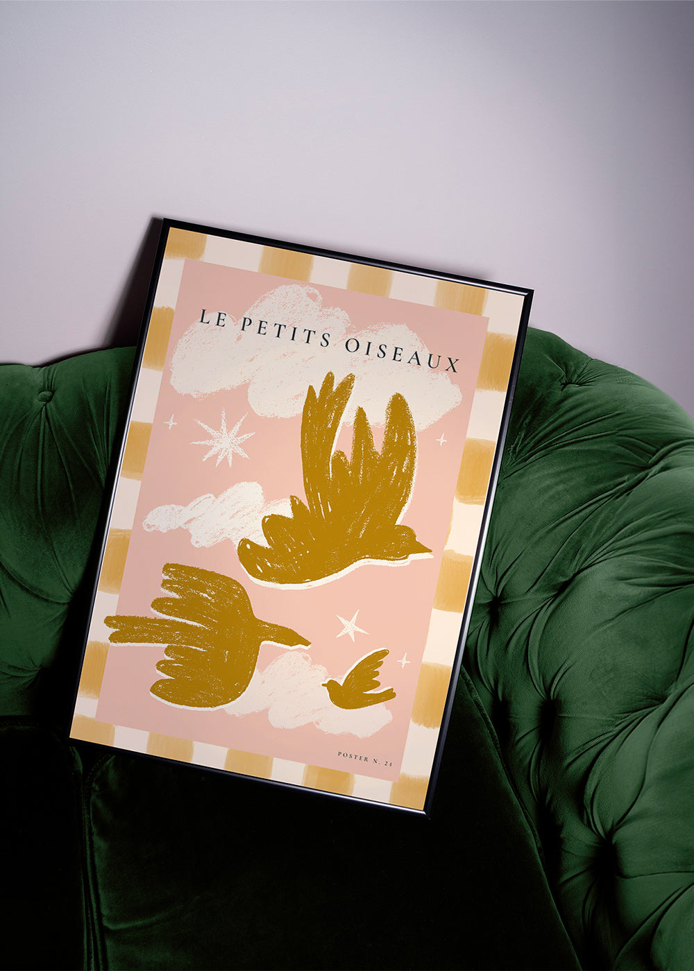 Gouden vogels illustratie op roze