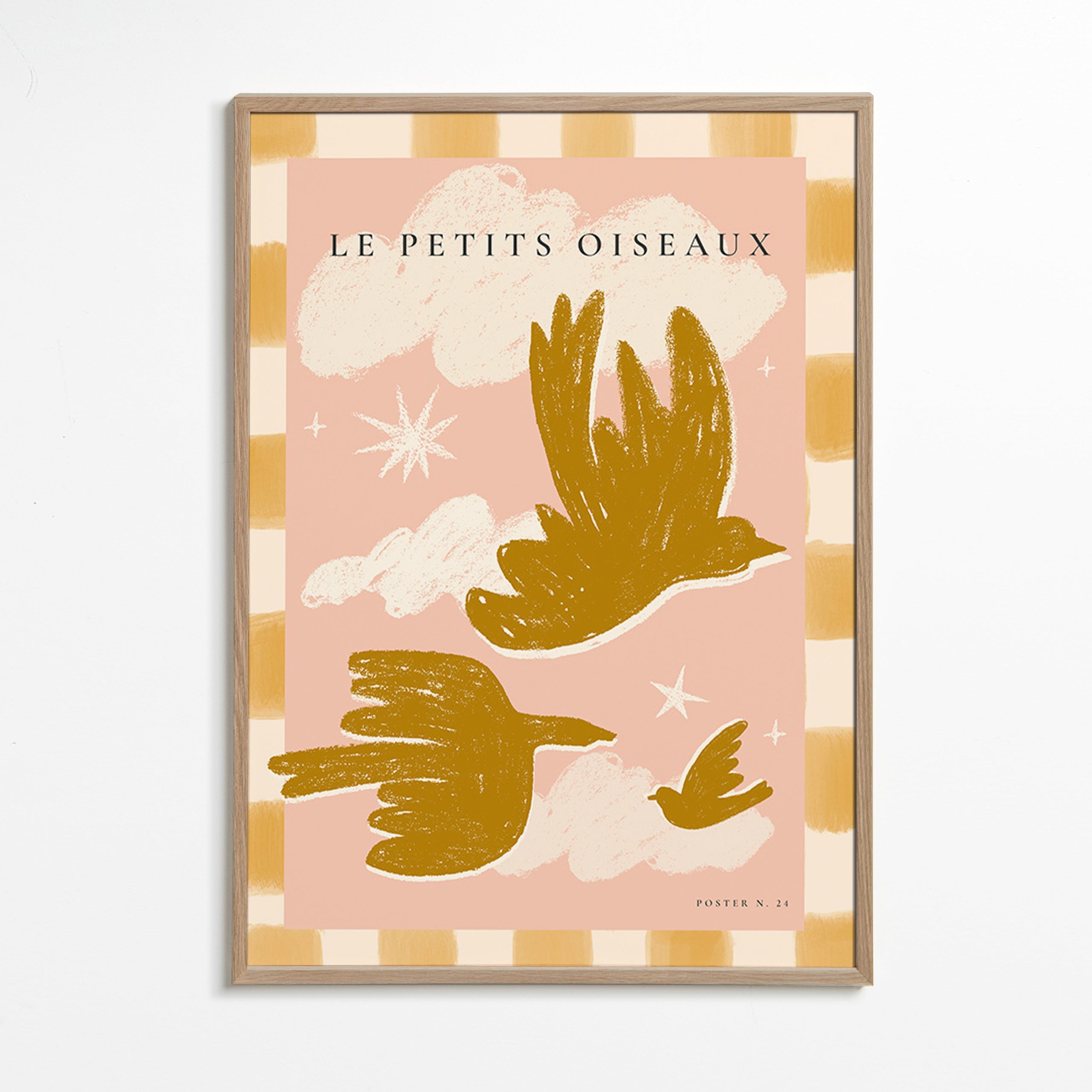 Gouden vogels illustratie op roze