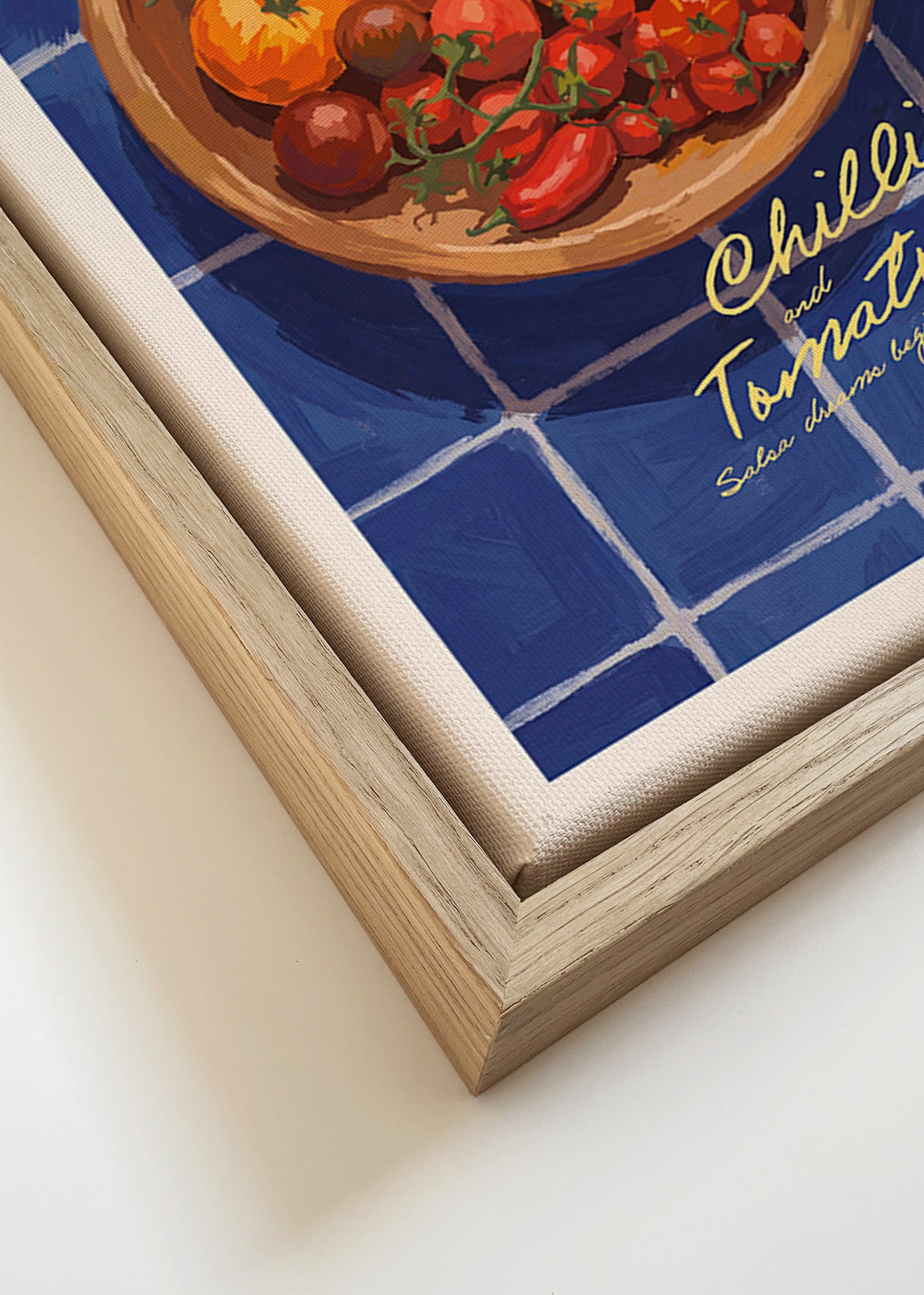 Keuken kunst met chilies en tomaten illustratie