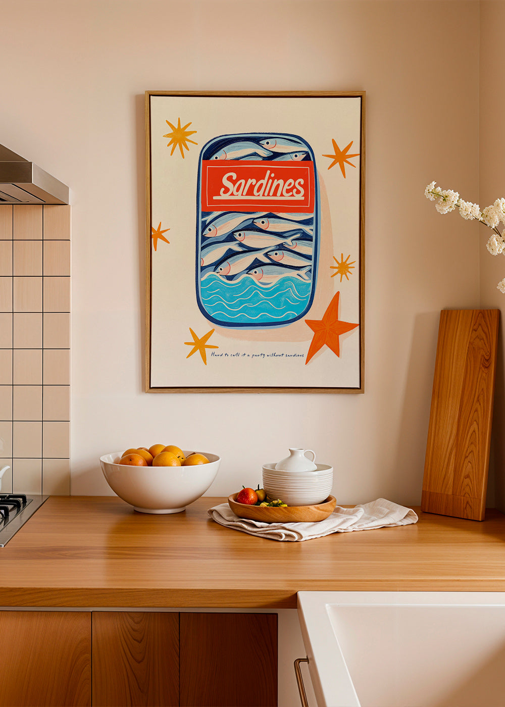 Keuken kunst: geïllustreerd sardineblik