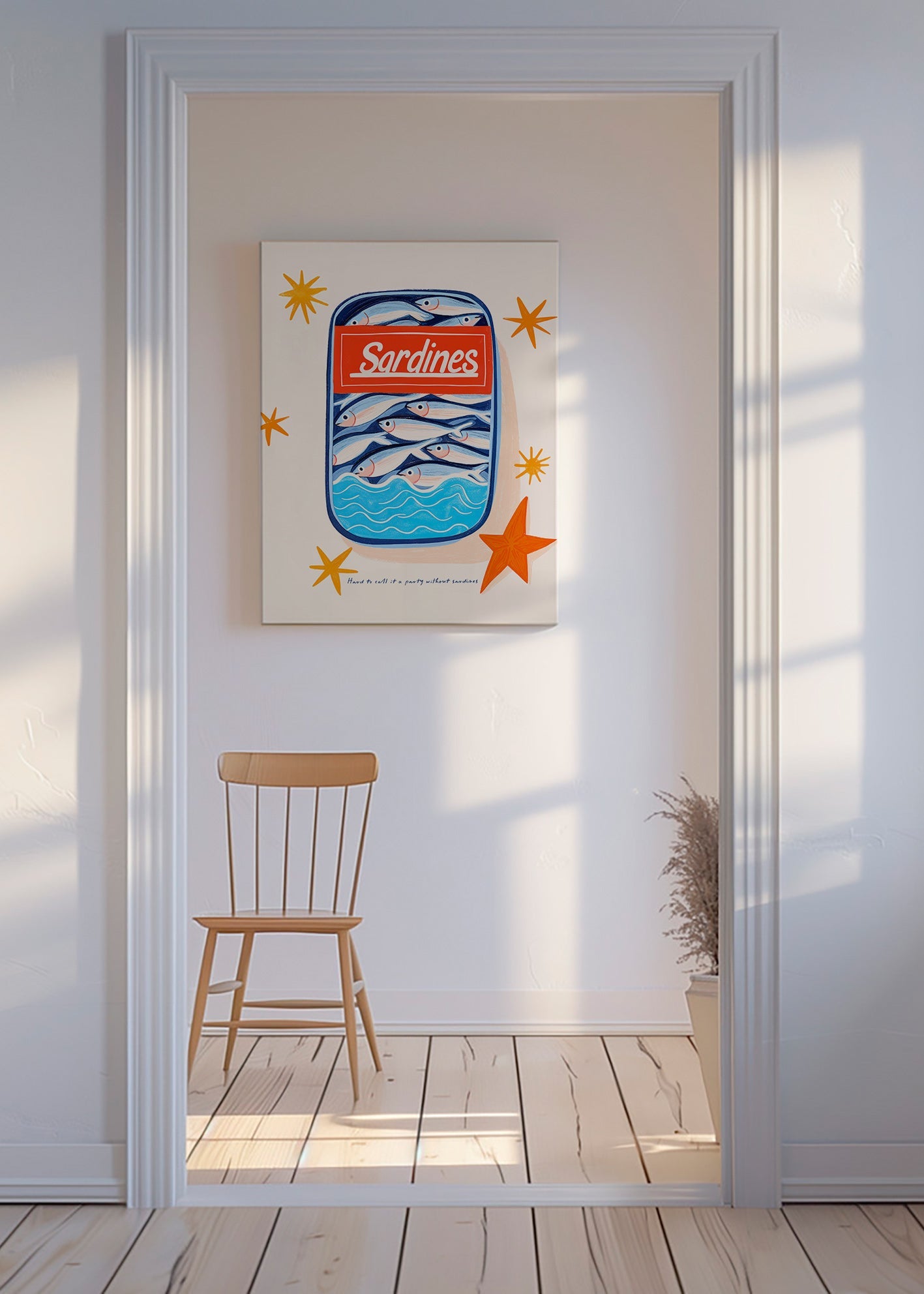 Keuken kunst: geïllustreerd sardineblik