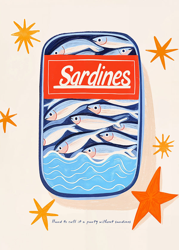 Keuken kunst: geïllustreerd sardineblik