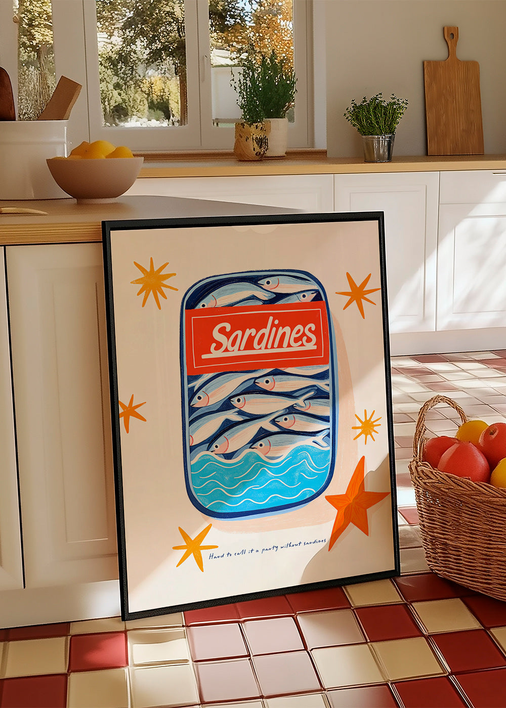 Keuken kunst: geïllustreerd sardineblik