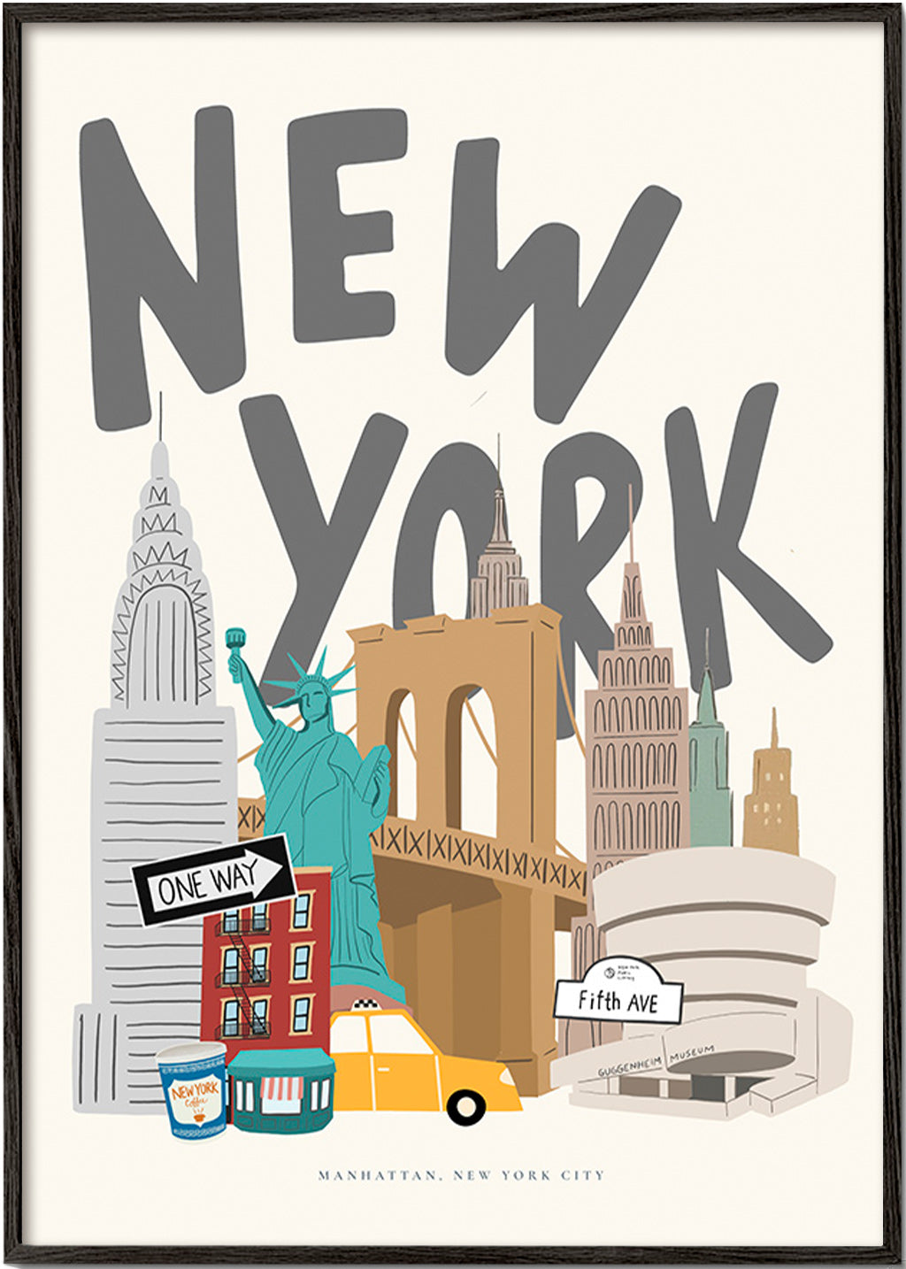 Reisposter met New York-iconen