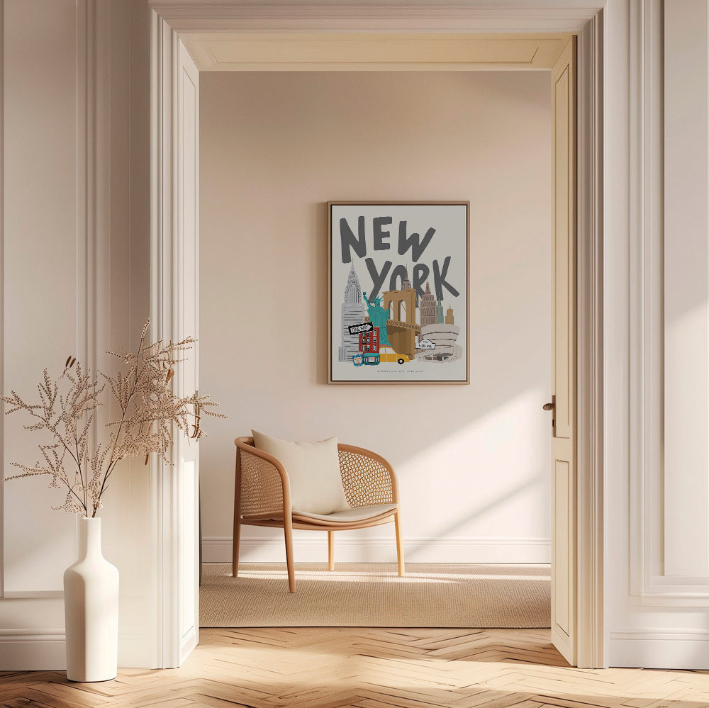 Reisposter met New York-iconen