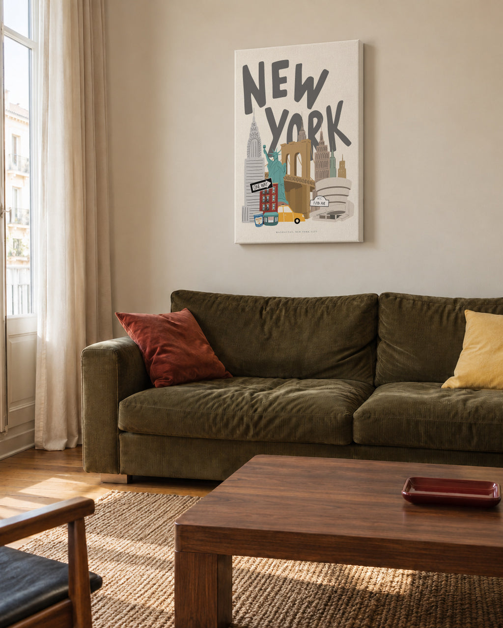 New York Icons - Unframed canvas in an interior