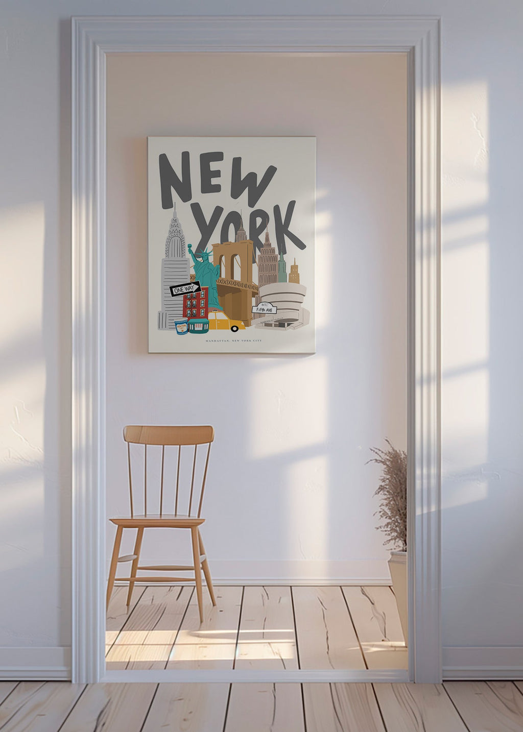 Reisposter met New York-iconen