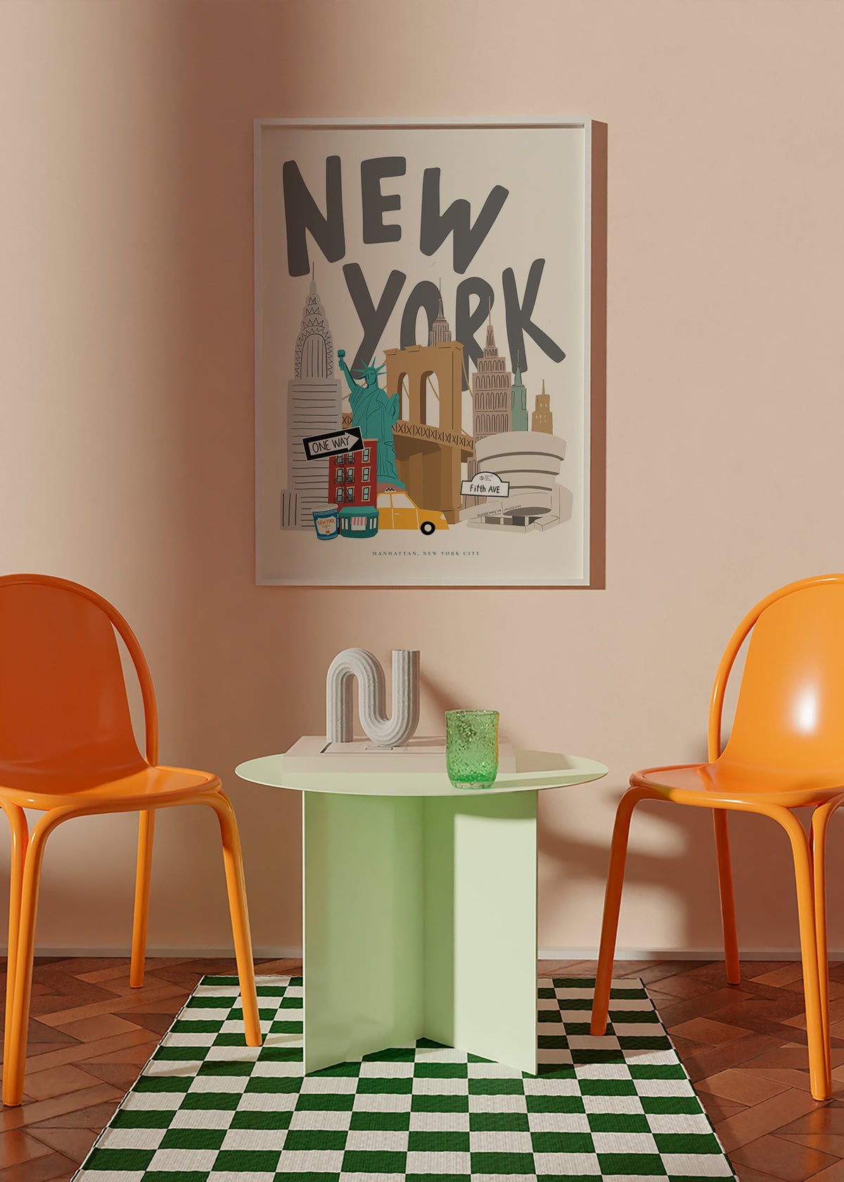 Reisposter met New York-iconen