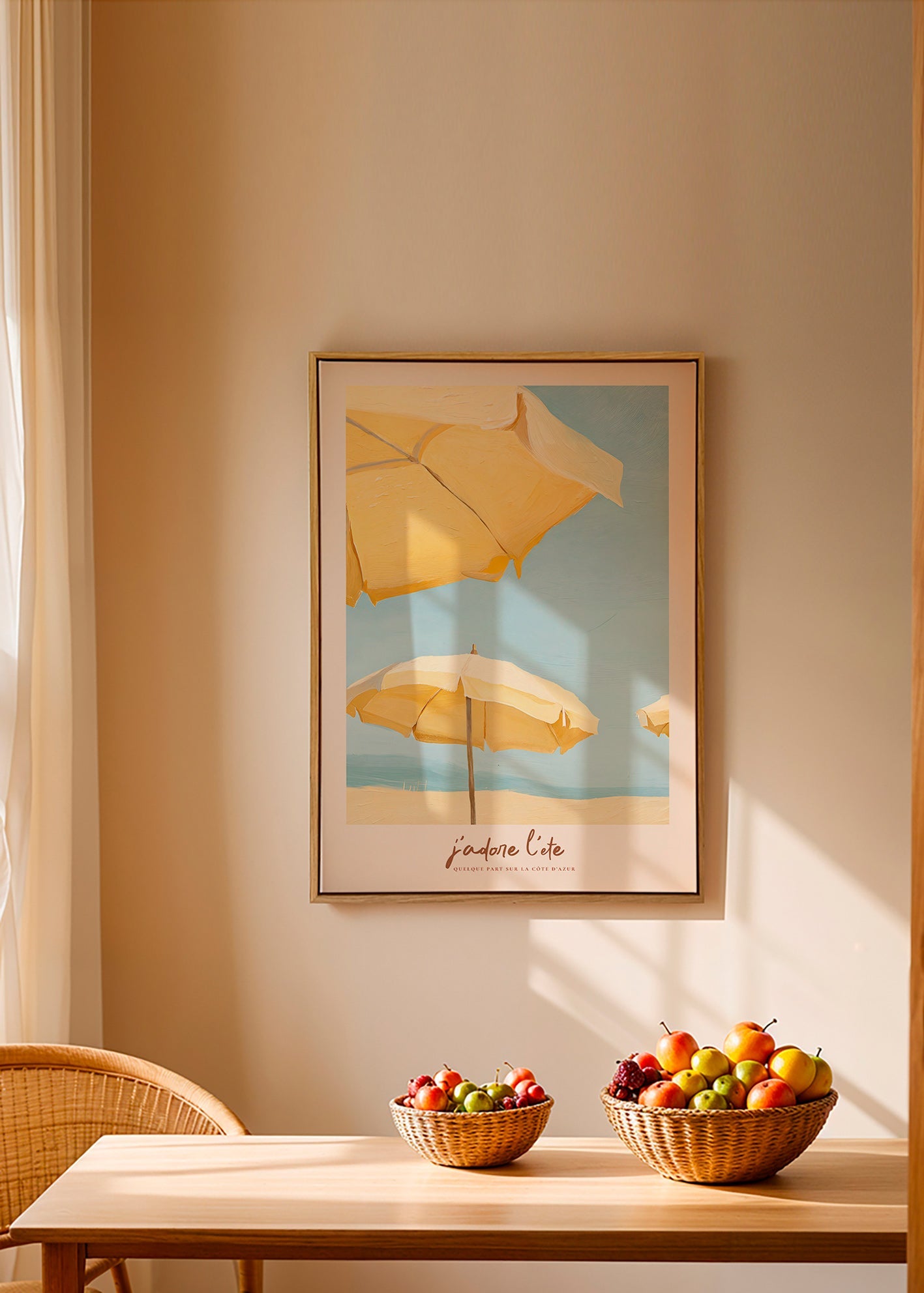 Landschap kunst met gele parasols