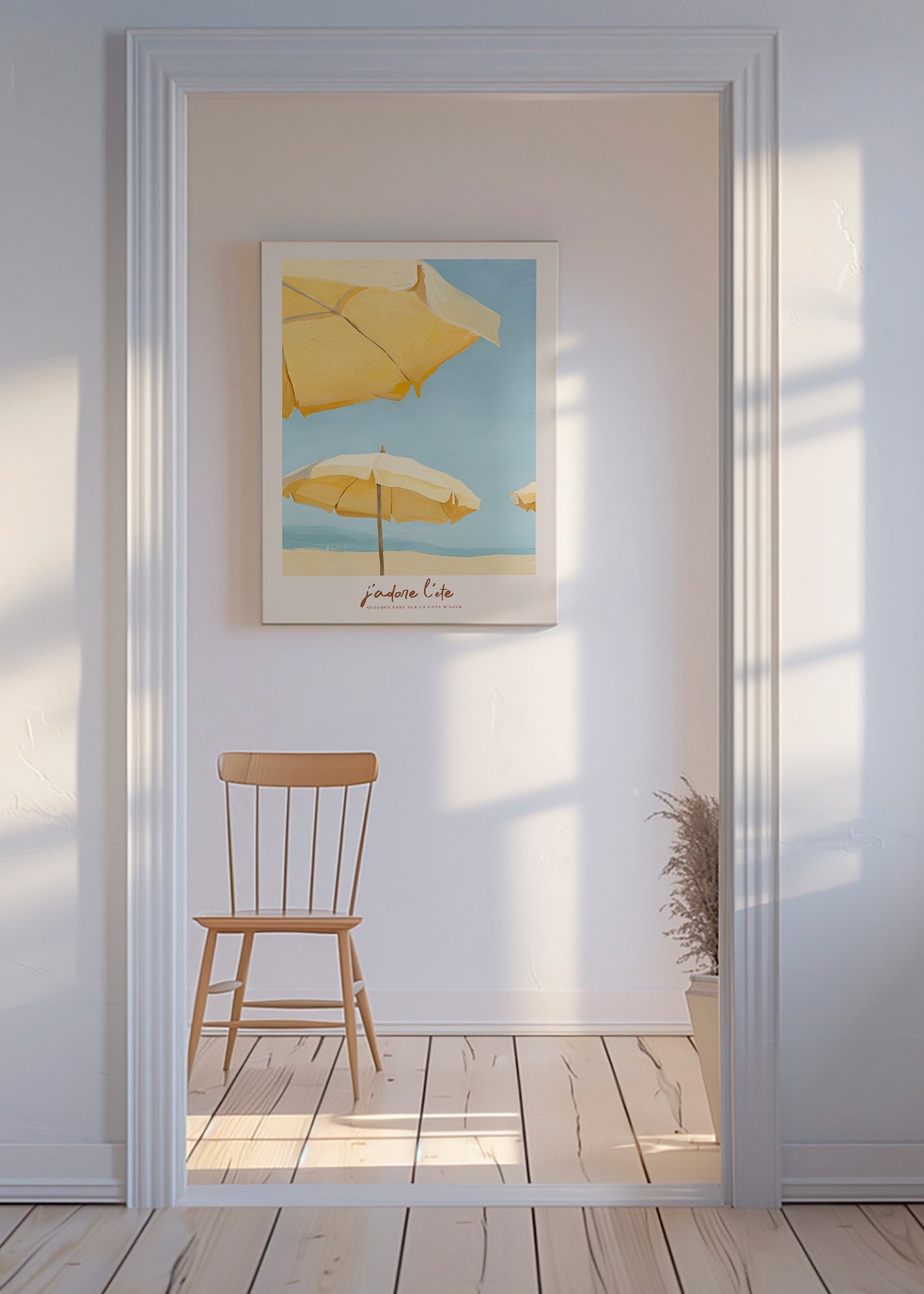 Landschap kunst met gele parasols