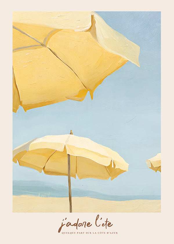 Landschap kunst met gele parasols