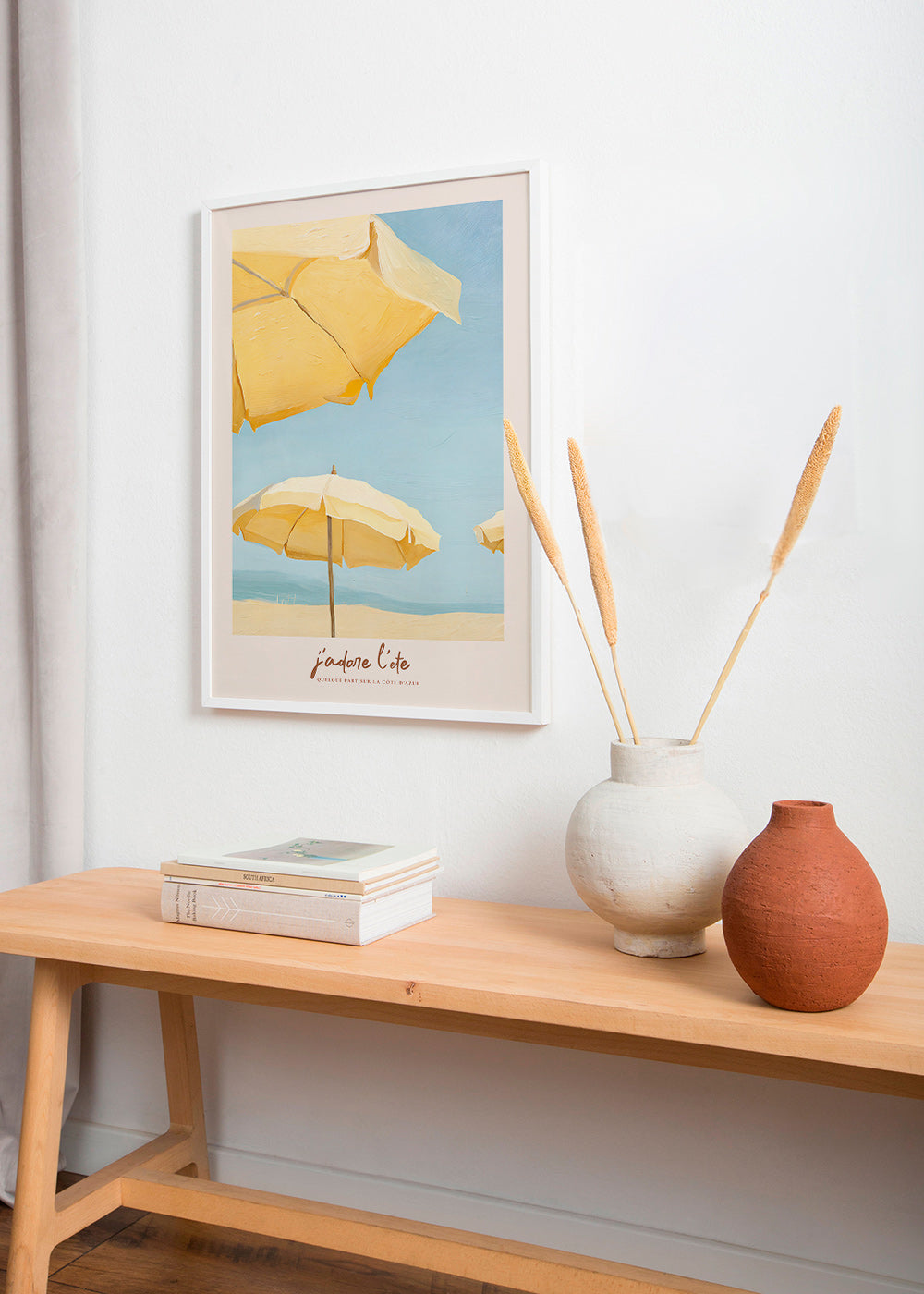 Landschap kunst met gele parasols