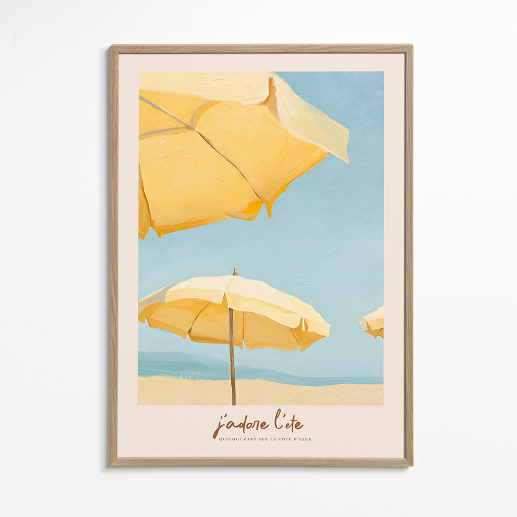 Landschap kunst met gele parasols