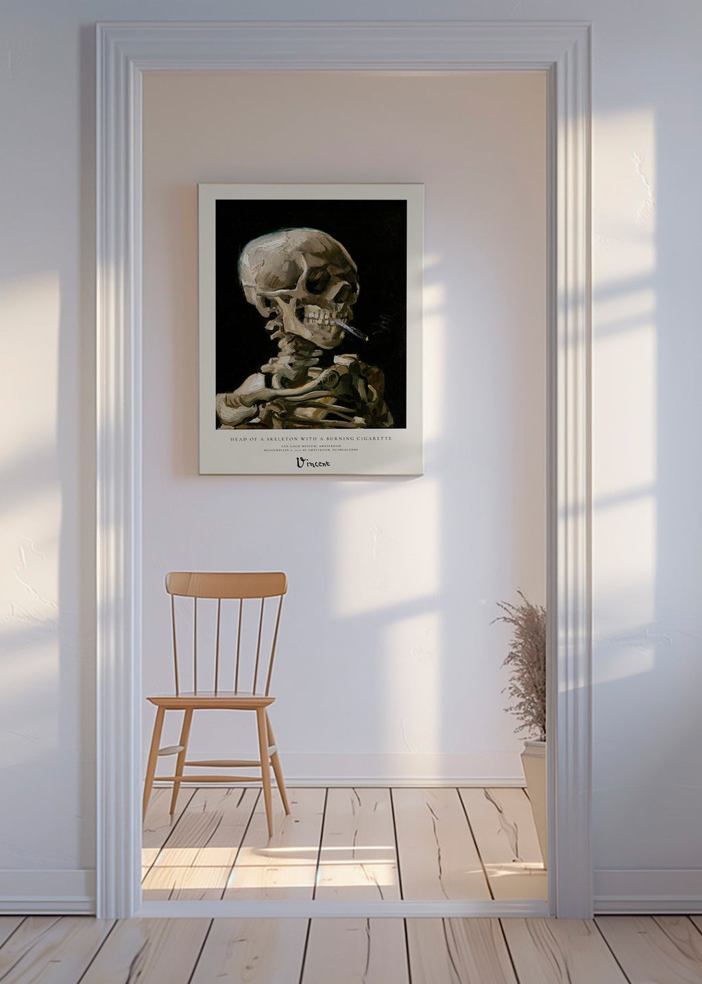 Vintage schedel met brandende sigaret