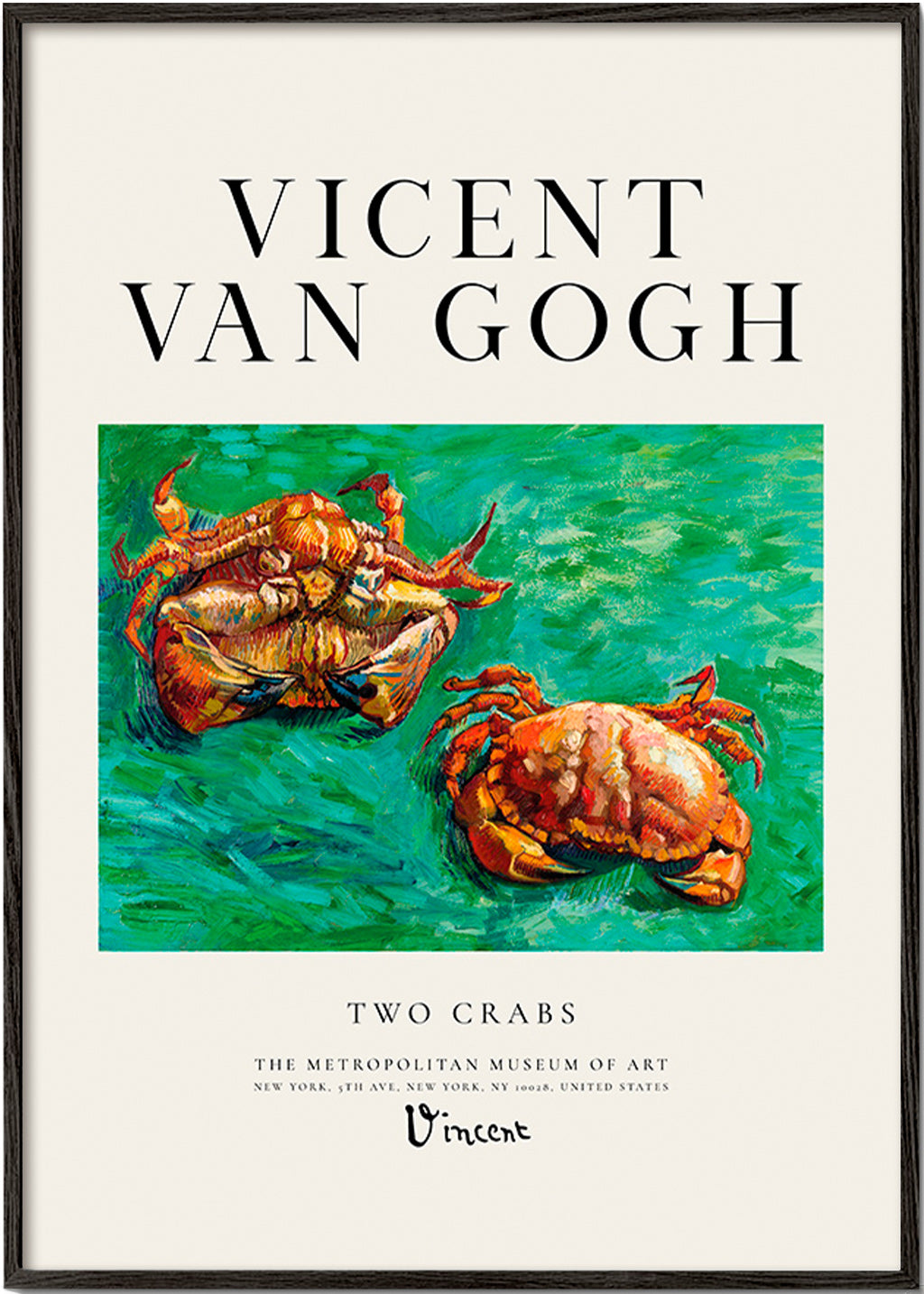 Two Crabs van Van Gogh — Kreeften op groene achtergrond