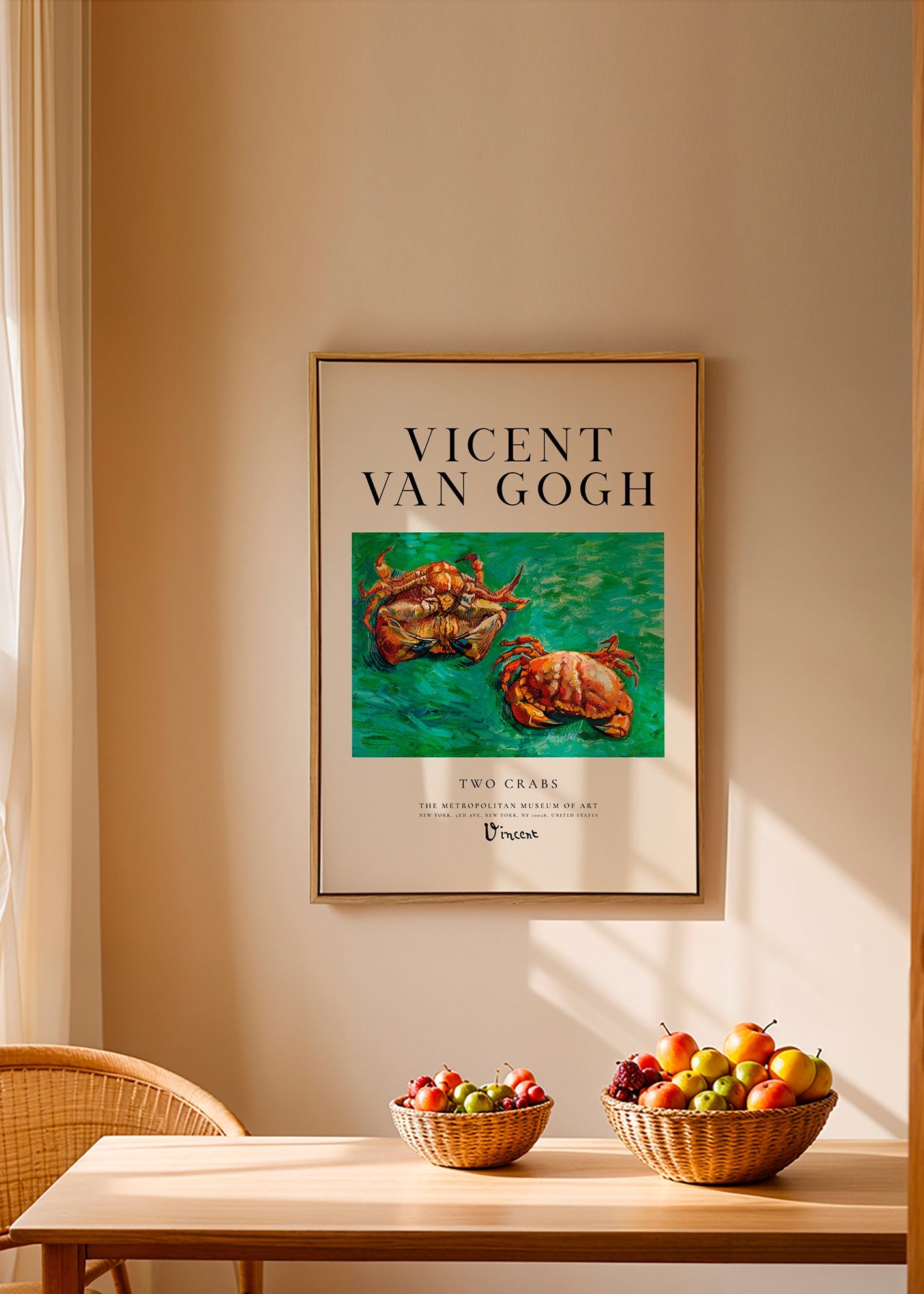Two Crabs van Van Gogh — Kreeften op groene achtergrond