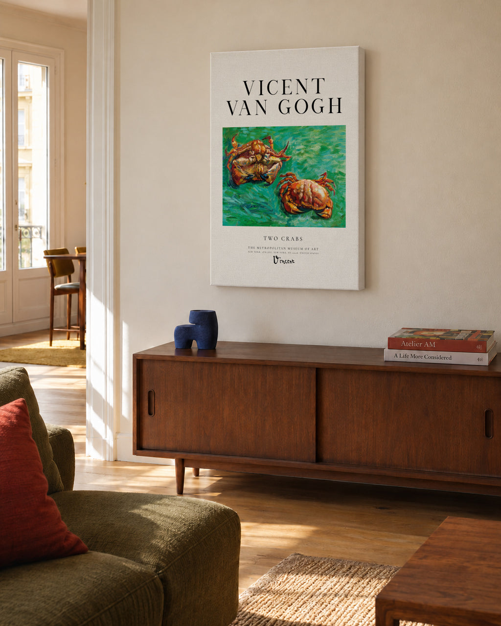 Vicent Van Gogh - Two Crabs - Unframed canvas in an interior