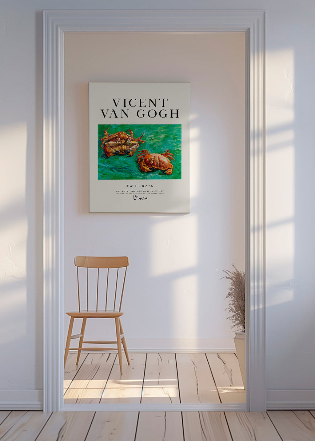 Two Crabs van Van Gogh — Kreeften op groene achtergrond