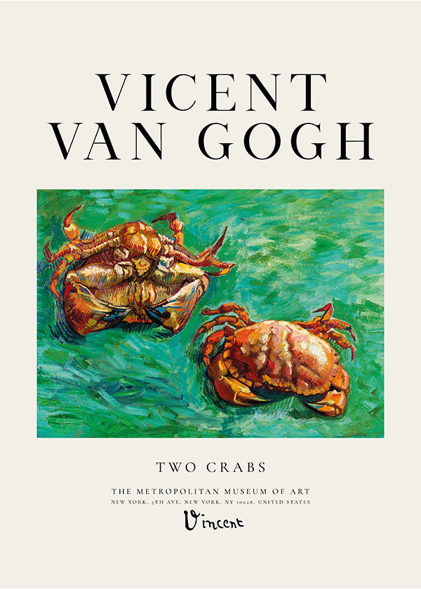 Two Crabs van Van Gogh — Kreeften op groene achtergrond