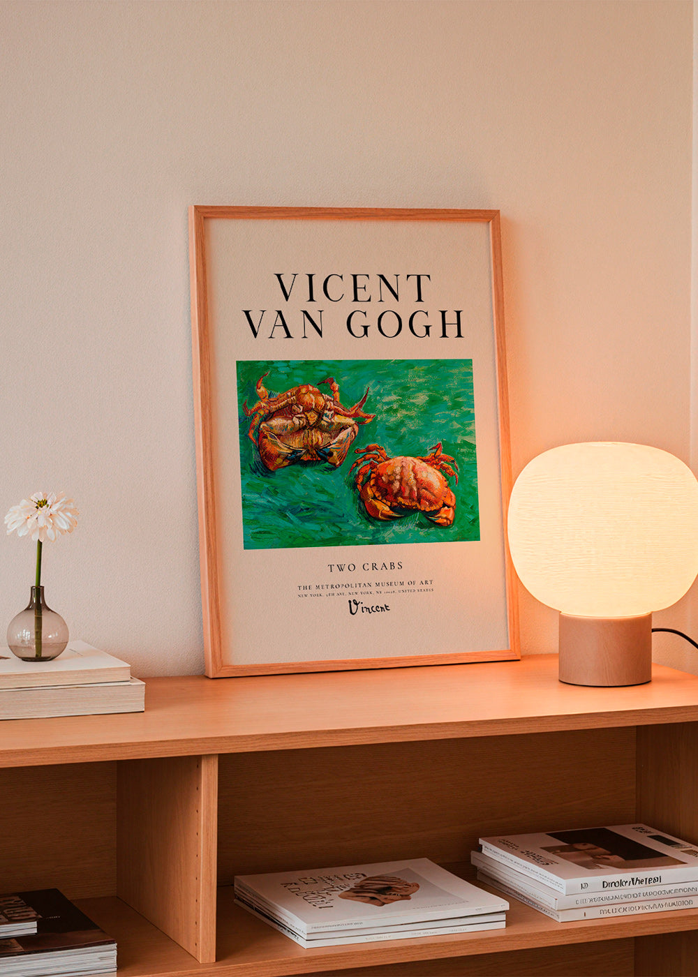 Two Crabs van Van Gogh — Kreeften op groene achtergrond