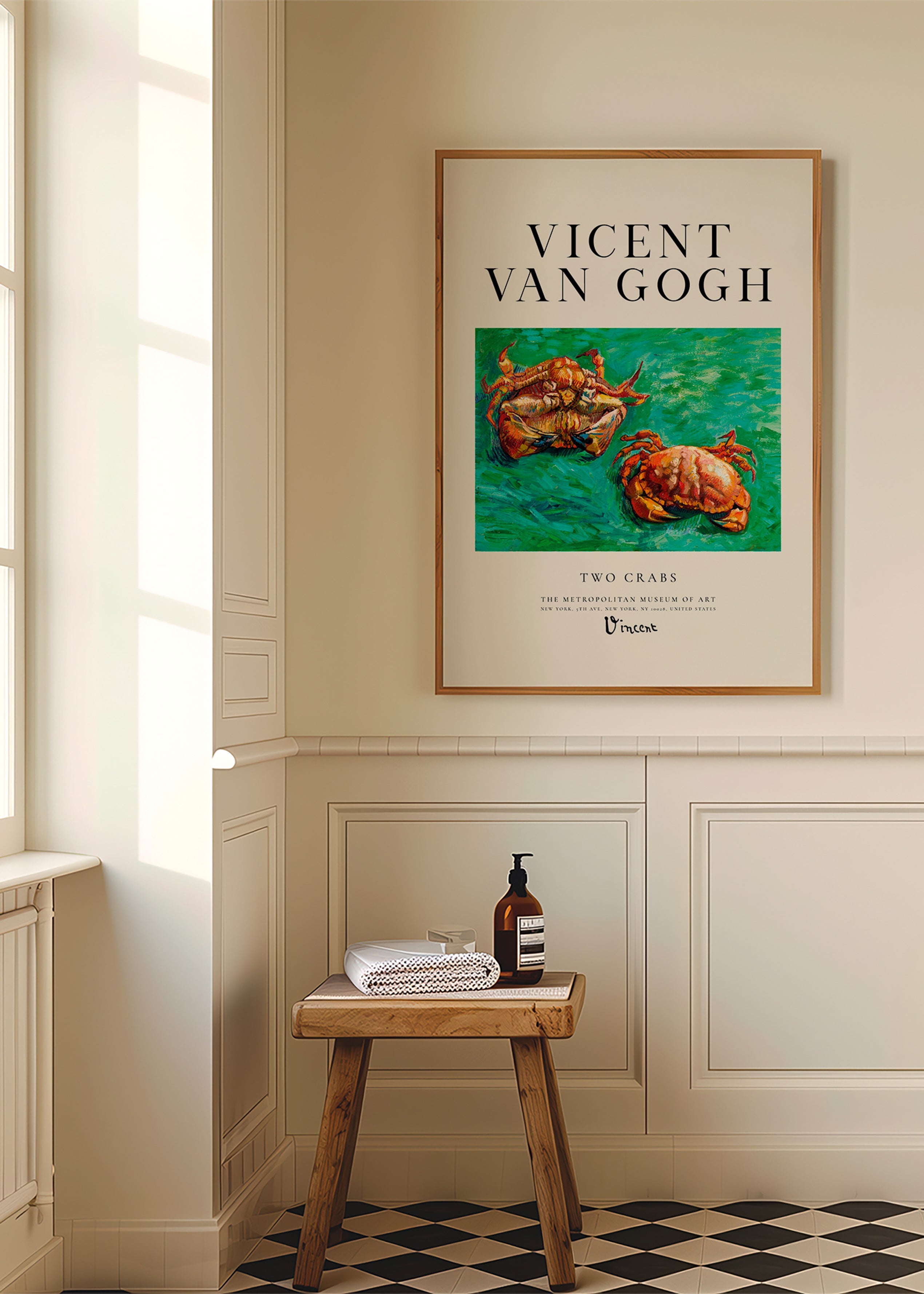 Two Crabs van Van Gogh — Kreeften op groene achtergrond
