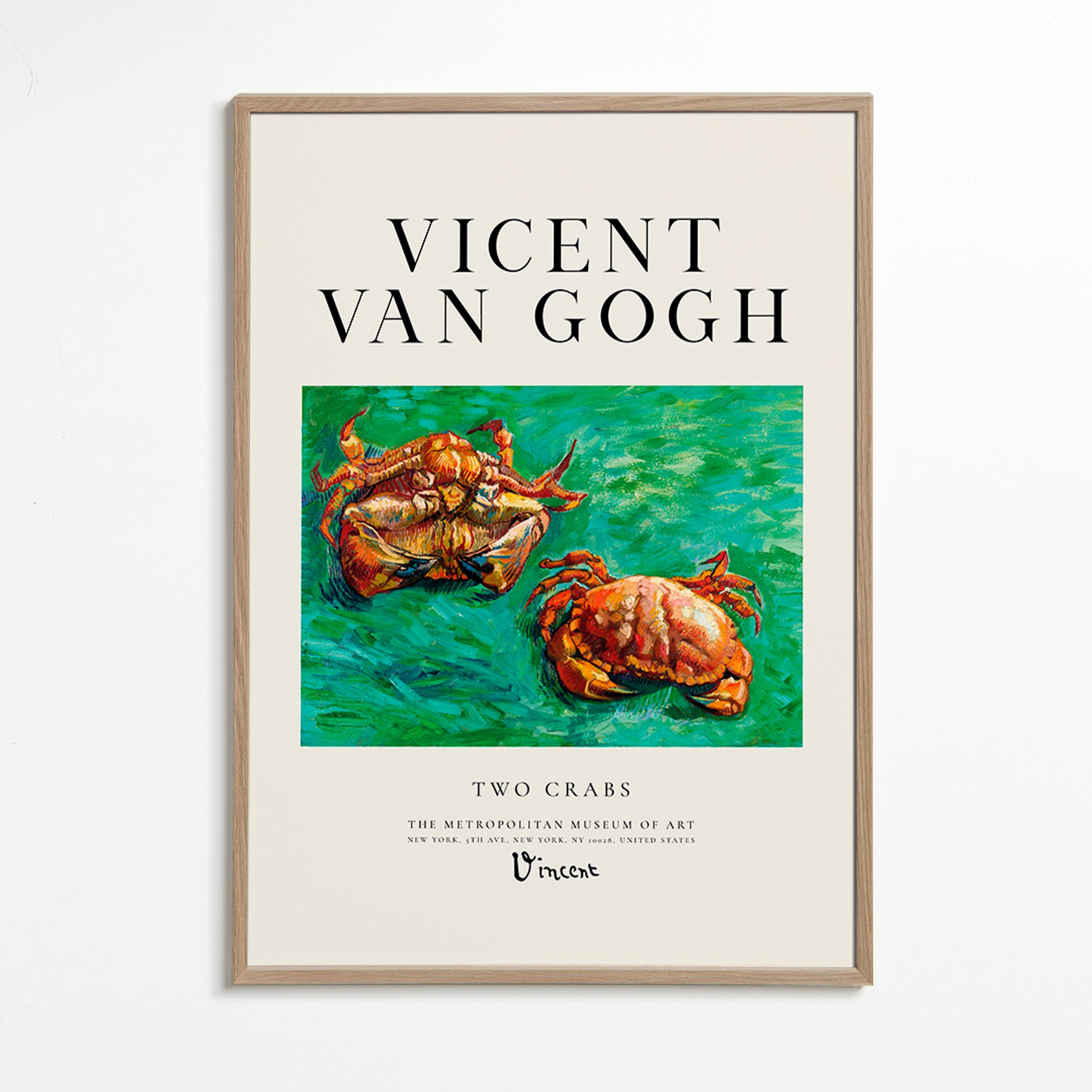 Two Crabs van Van Gogh — Kreeften op groene achtergrond