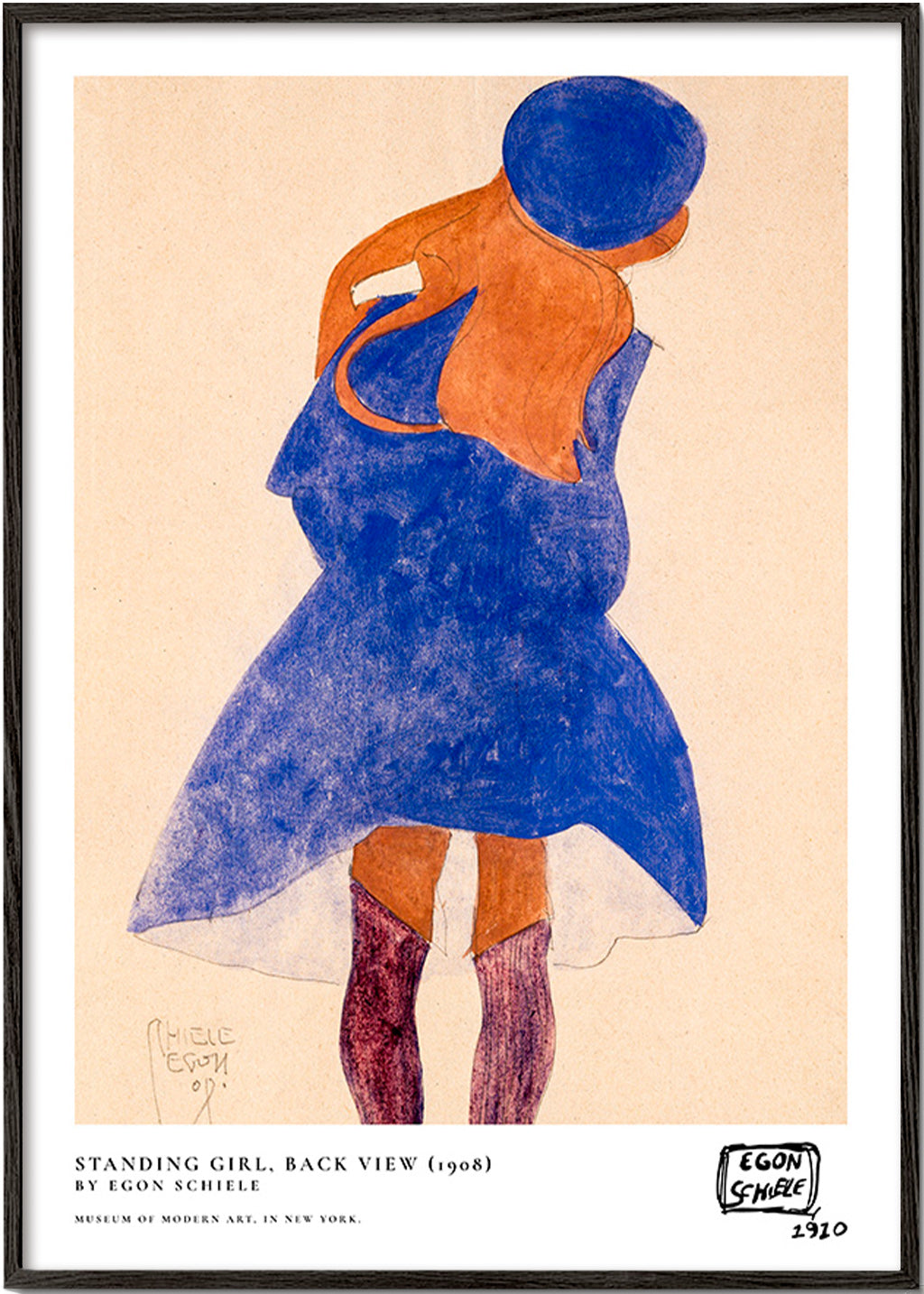 Illustratie: vrouwelijke figuur van achteren in blauw