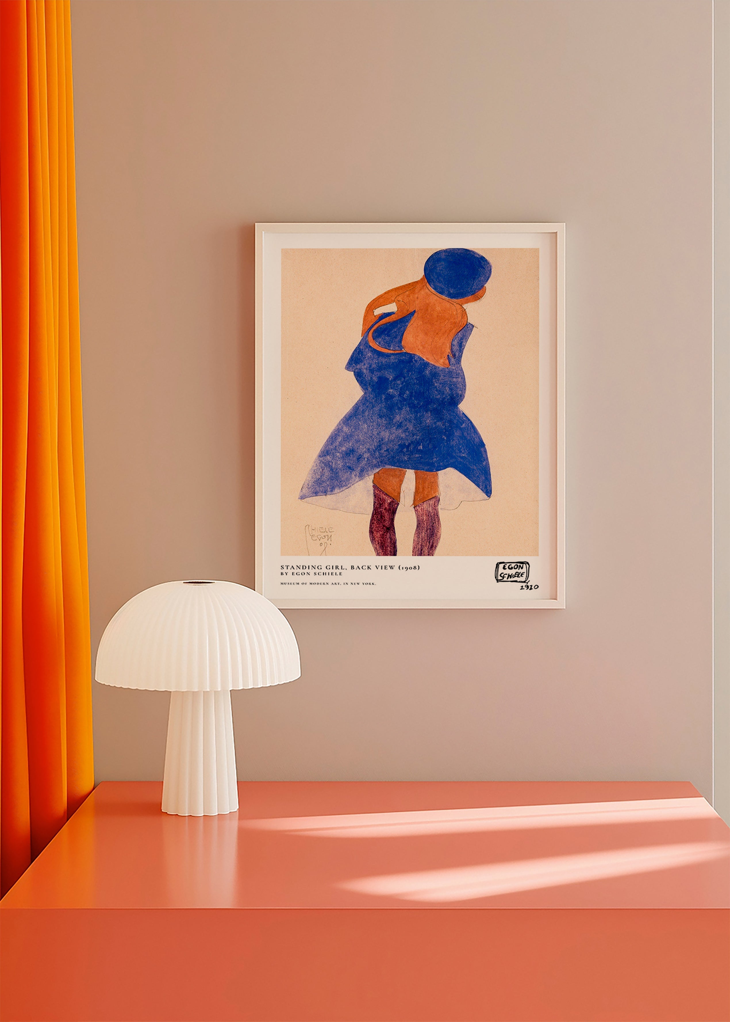 Illustratie: vrouwelijke figuur van achteren in blauw