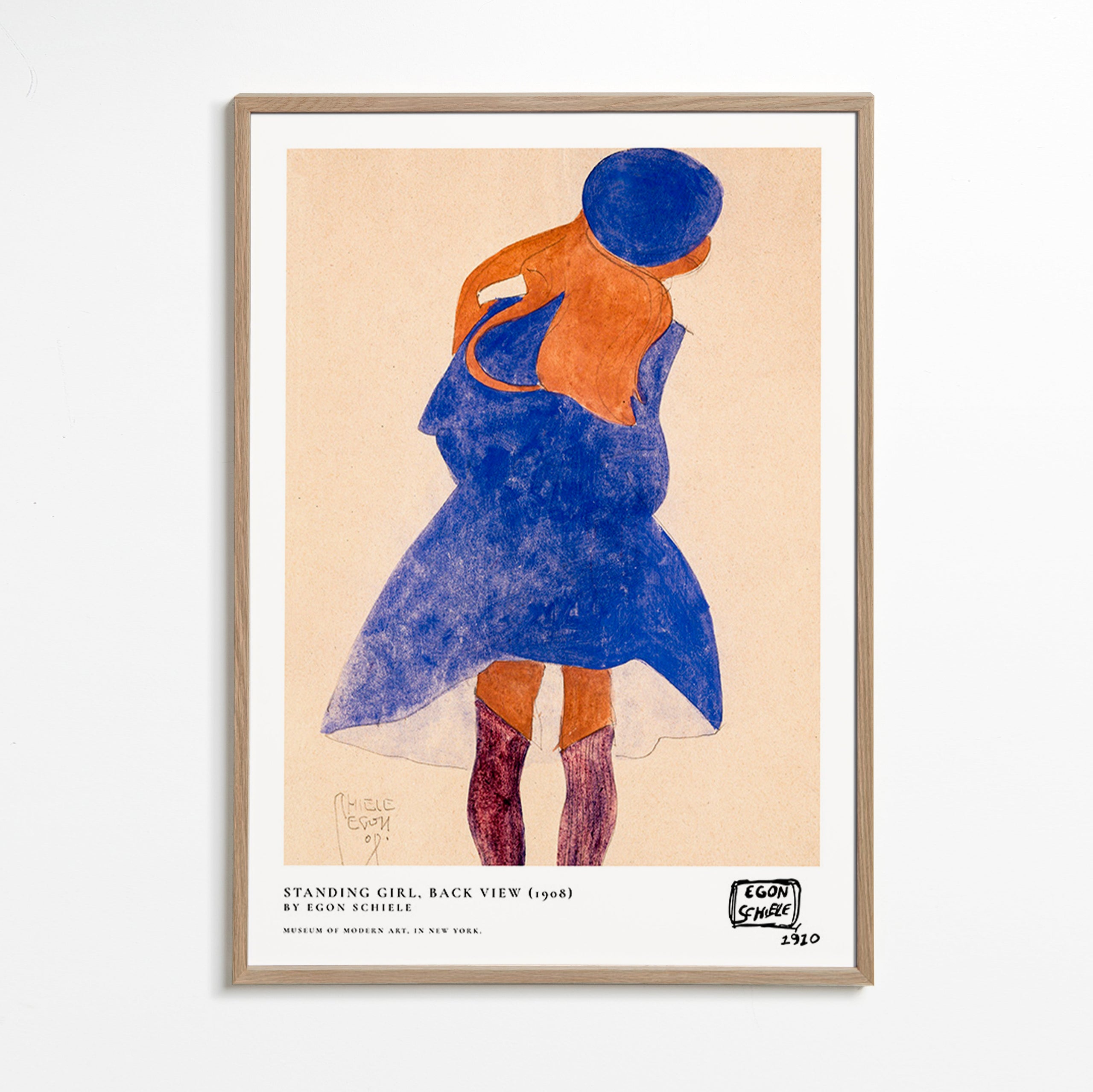 Illustratie: vrouwelijke figuur van achteren in blauw